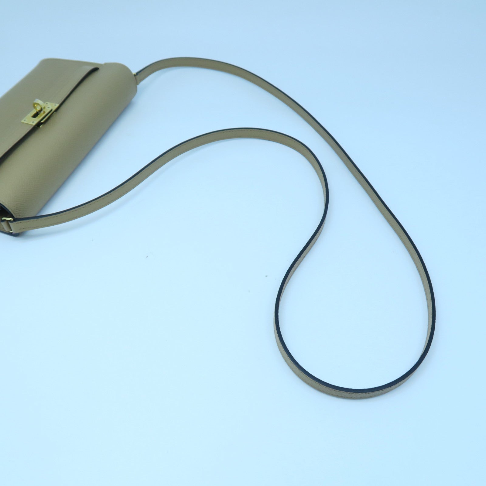 HERMES Epsom Leather Kelly To Go Gold Buckle Long Wallet Milk Tea/Mallow Purple