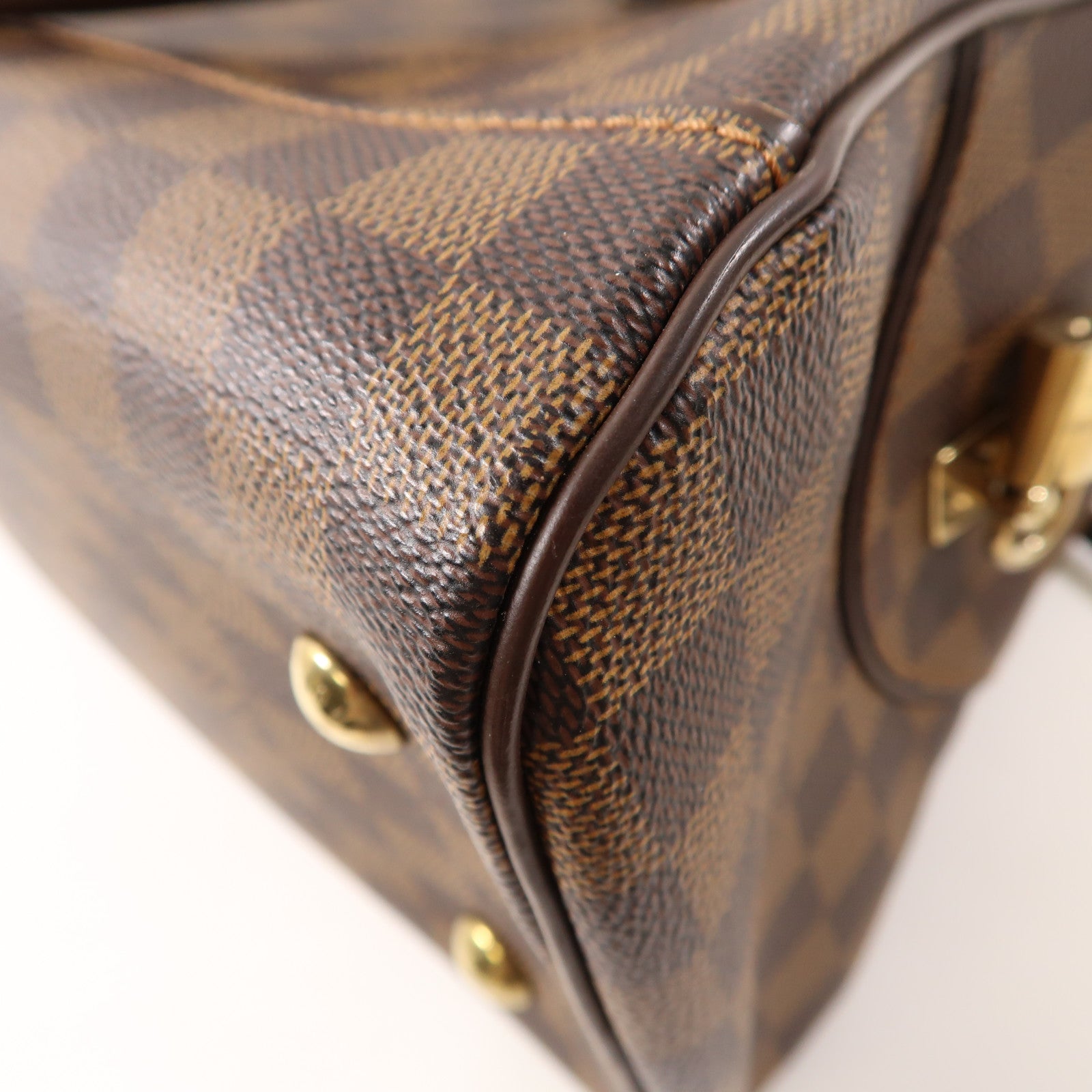 LOUIS VUITTON Damier Duomo金扣手挽袋啡色