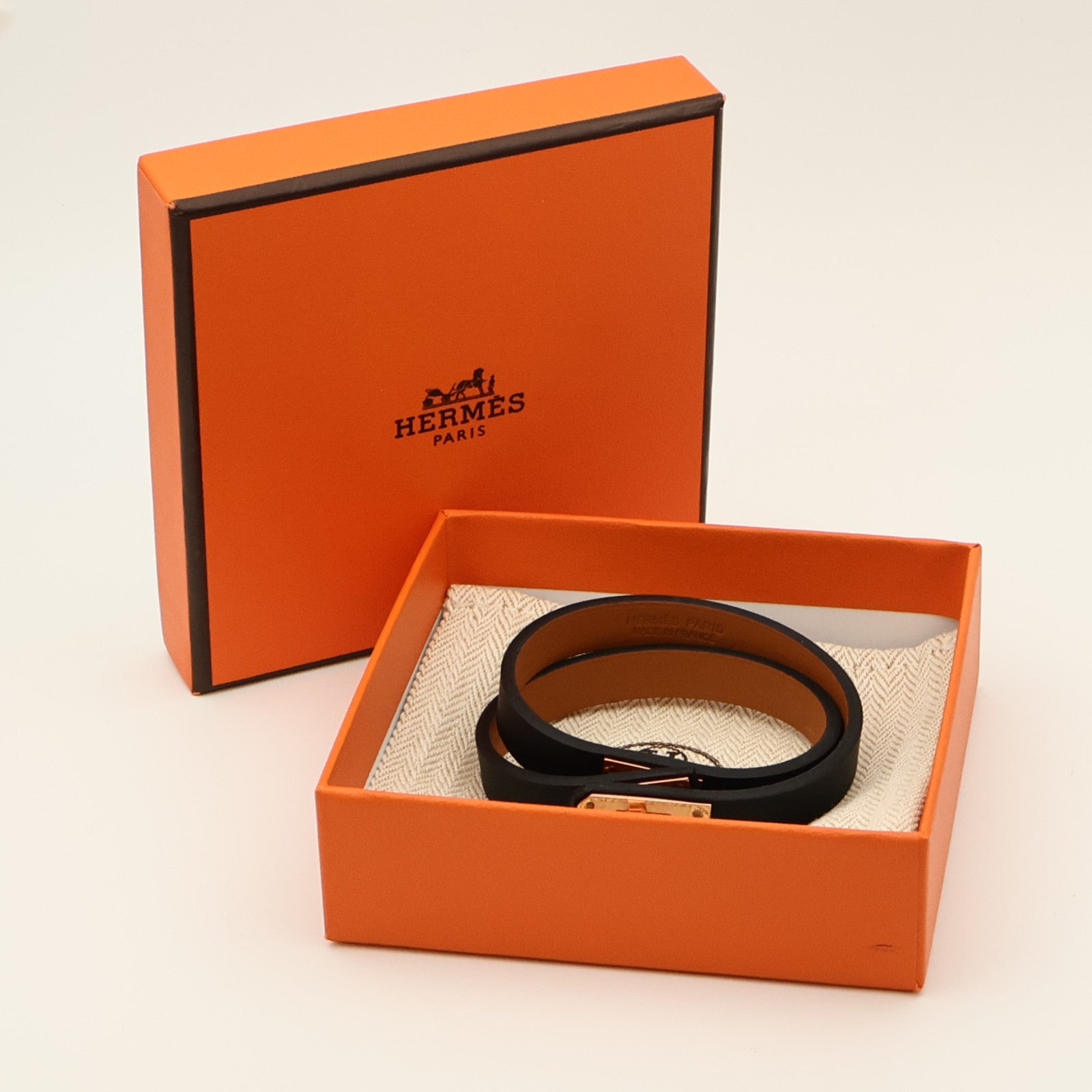 HERMES Swift皮革Mini Kelly Double Tour金扣手鏈Noir