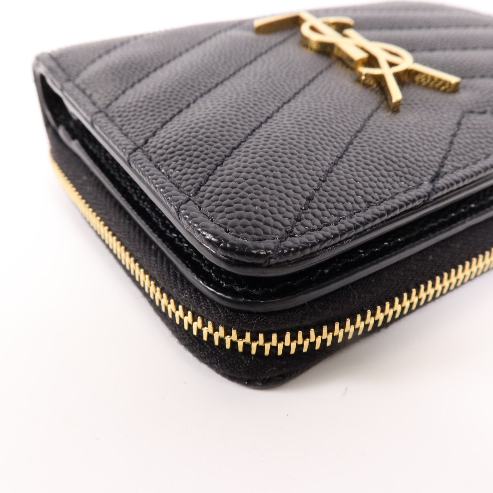 SAINT LAURENT 牛皮皮革Cassandre Matelasse Wallet金扣錢包