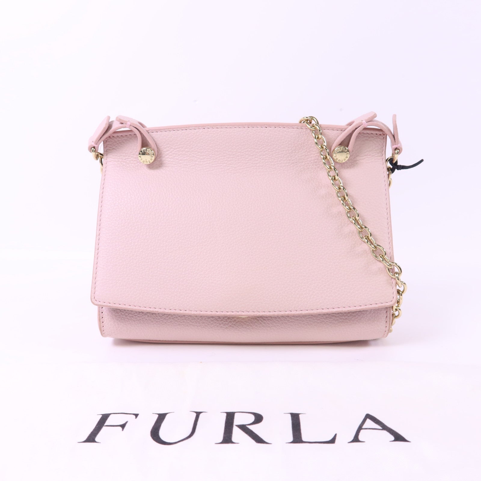 Furla 牛皮皮革Chain Shoulder Bag金扣鏈帶肩背袋