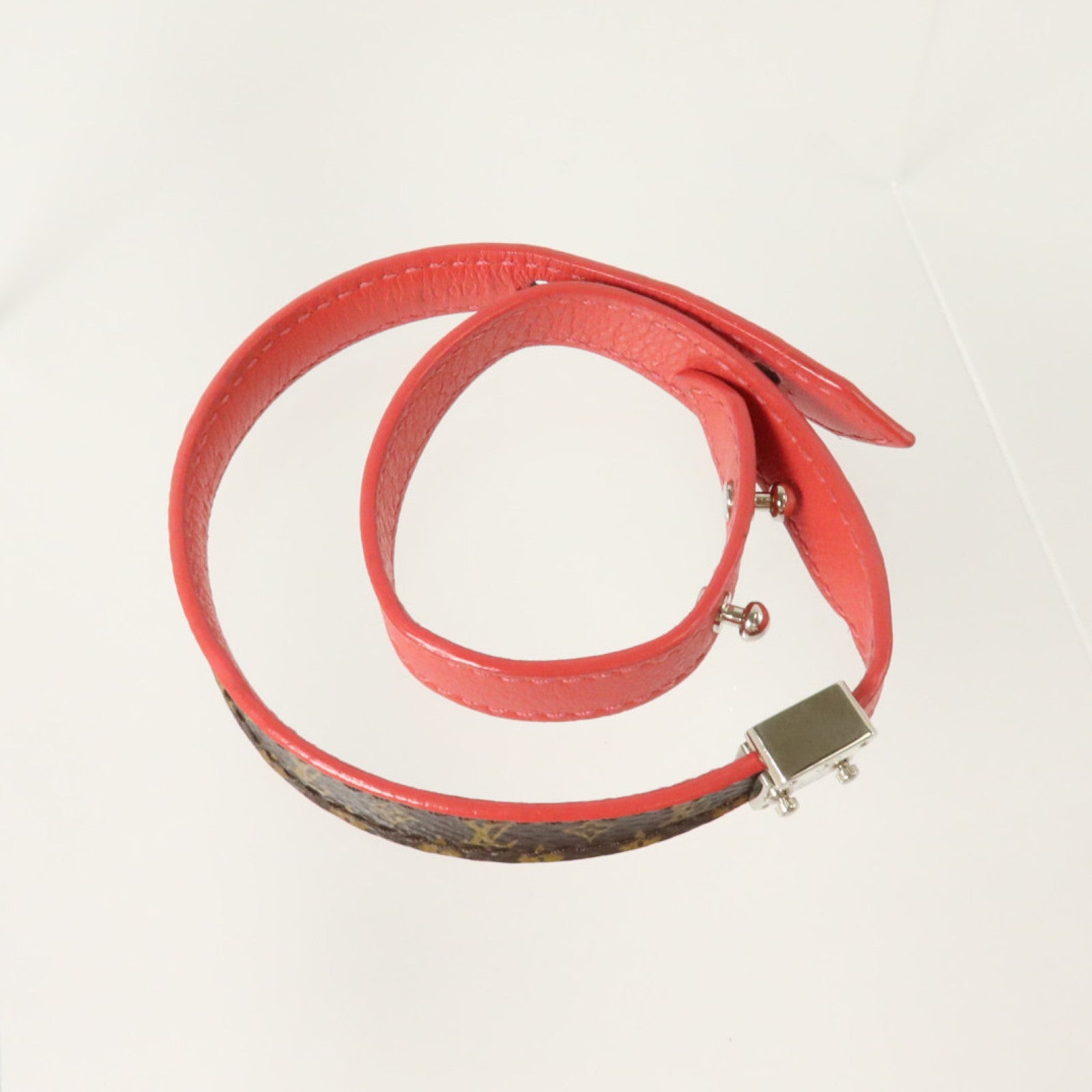 LOUIS VUITTON Monogram/金属Brasle Lockit Double Wrap Bracelet銀扣手鏈