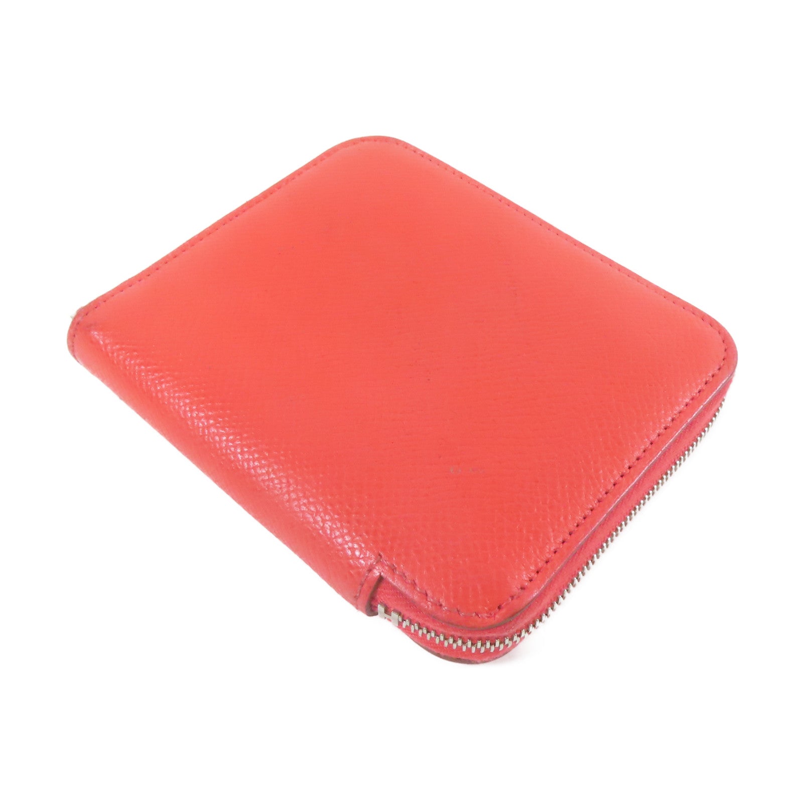 HERMES 【激減優惠】Epsom皮革Silk'In Compact Wallet銀扣錢包罌粟花橘色