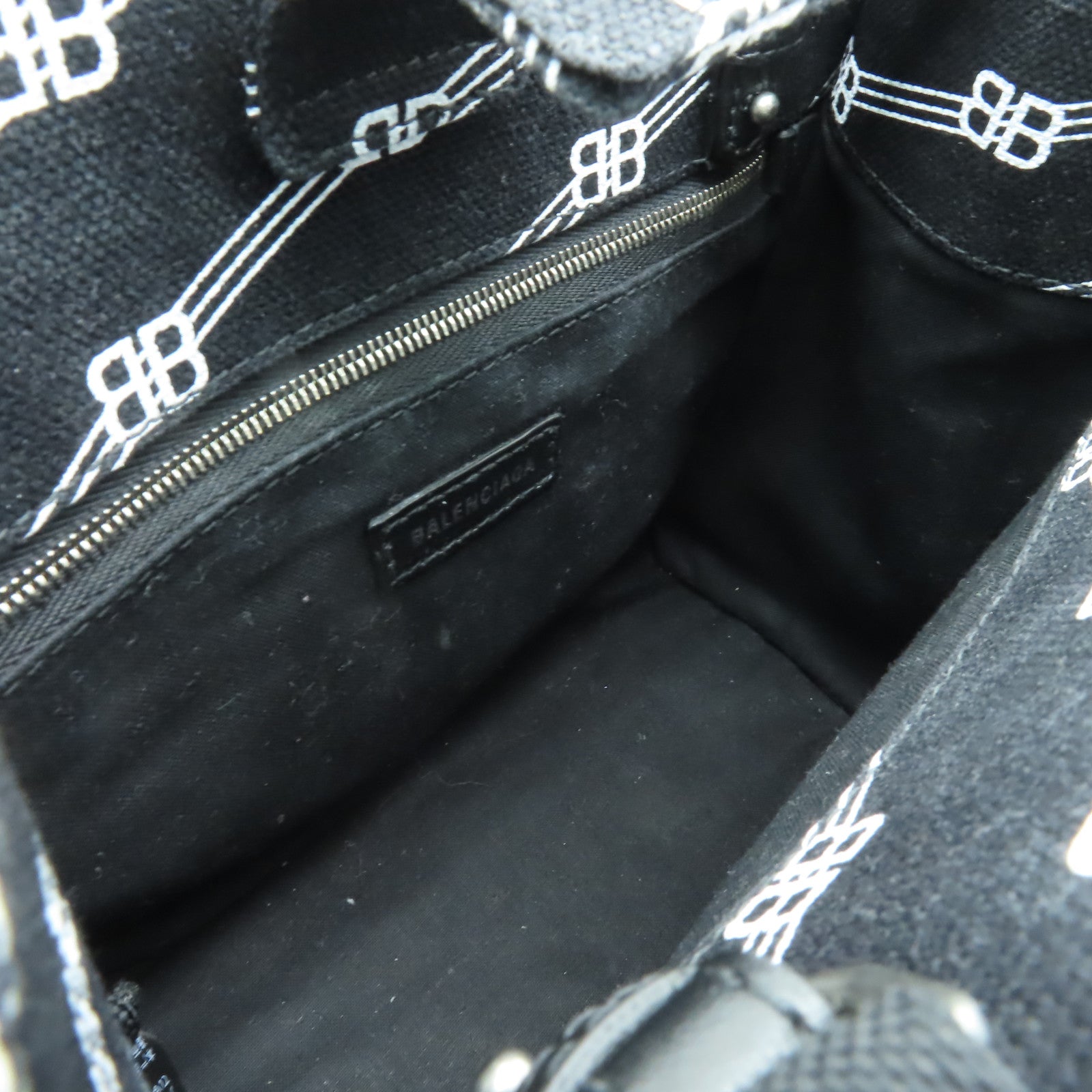 BALENCIAGA 【清倉大減價】帆布Shoulder Bag銀扣手挽肩背兩用袋黑色