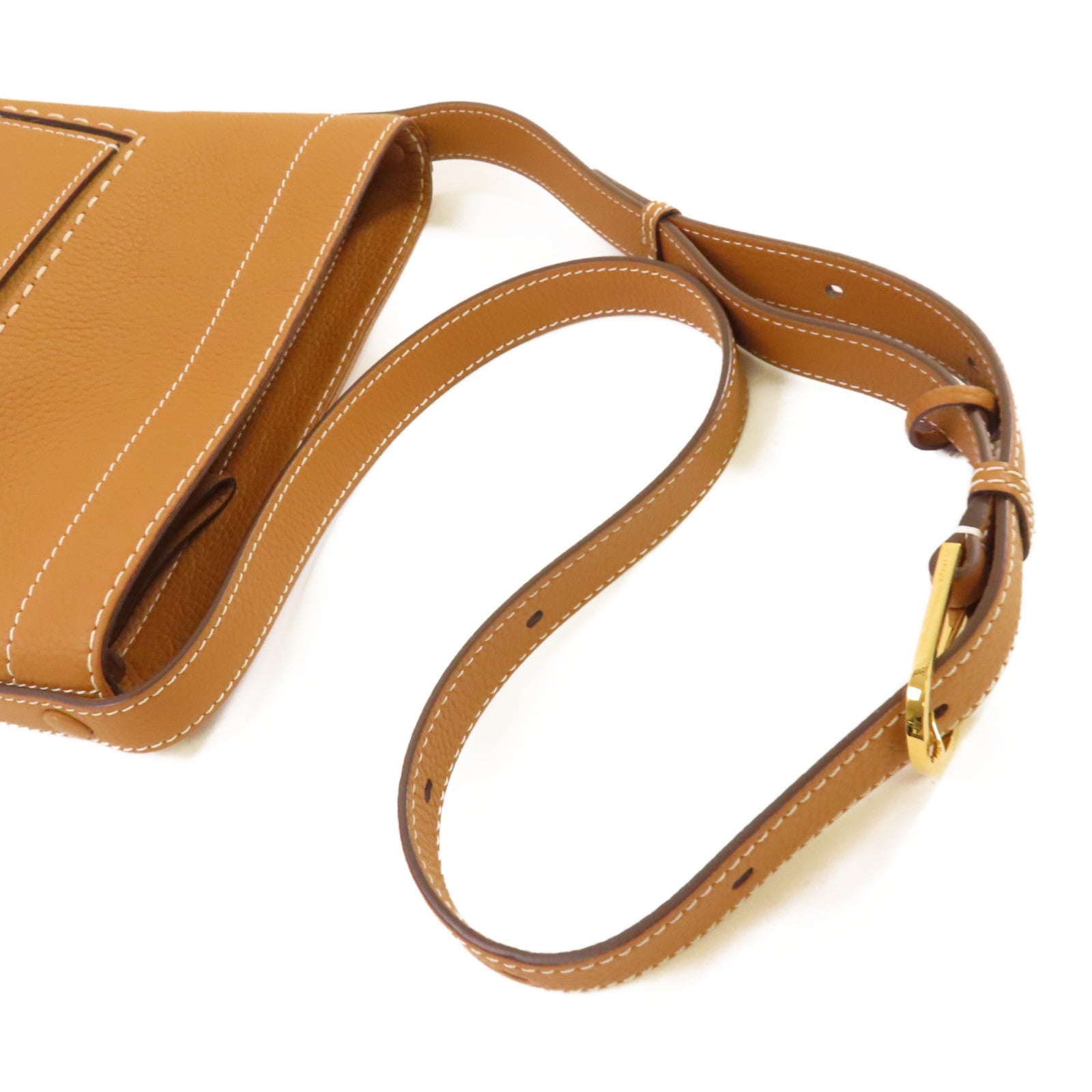 Delvaux 牛皮皮革Pin Daily Suppique Shoulder Bag金扣肩背袋啡色