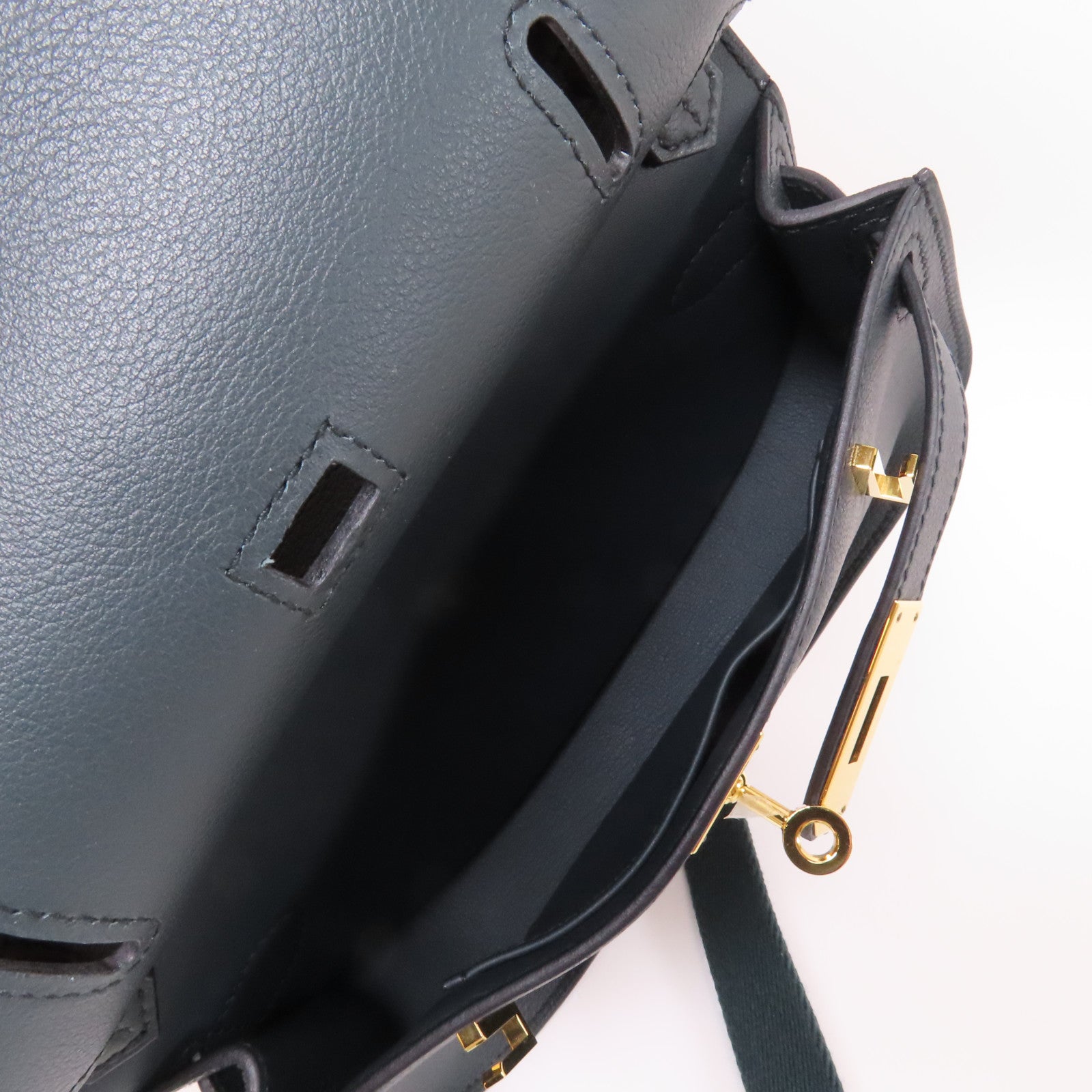 HERMES Evercolor皮革Jypsiere金扣肩背袋綠色