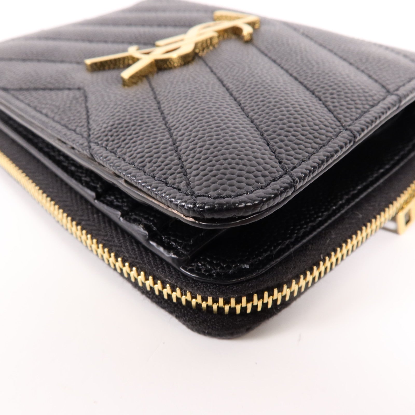 SAINT LAURENT 牛皮皮革Cassandre Matelasse Wallet金扣錢包