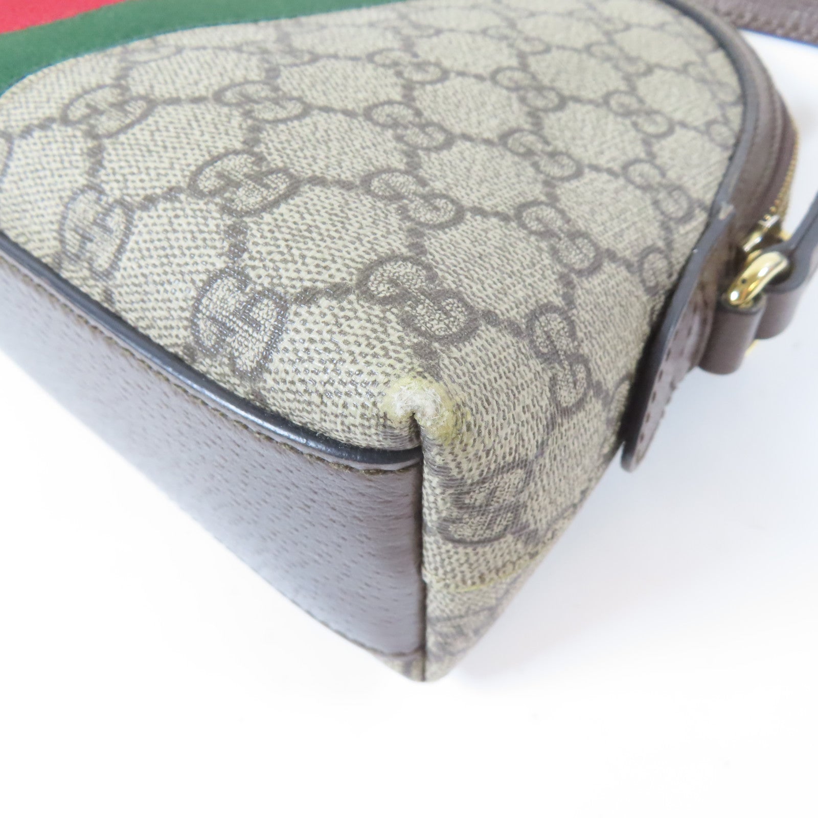 GUCCI 塗層帆布Ophidia GG金扣肩背袋啡色