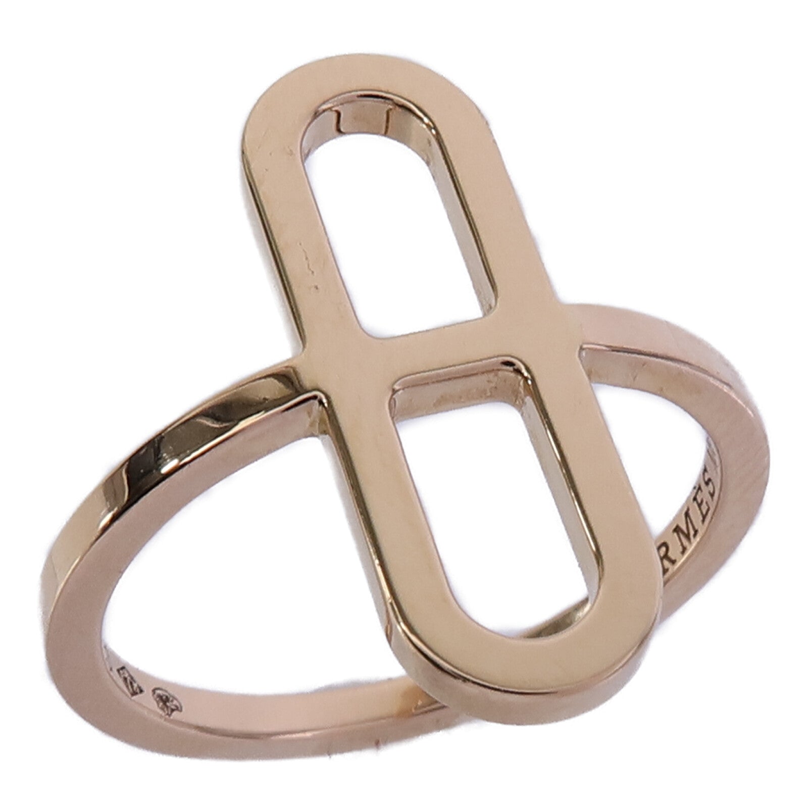 HERMES 18K玫瑰金Chaine D'ancre戒指
