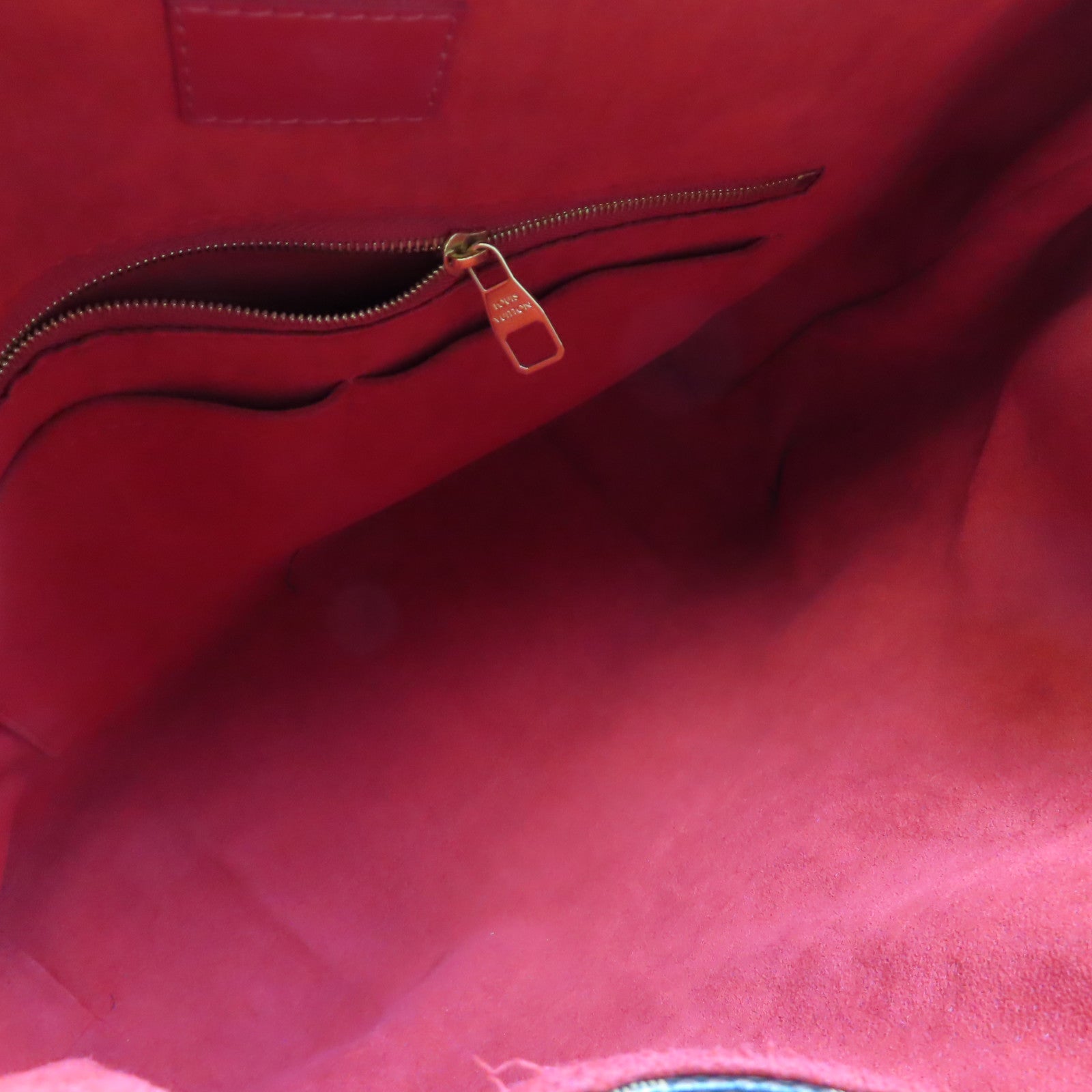 LOUIS VUITTON Damier Caissa Hobo金扣肩背袋棕色/紅色
