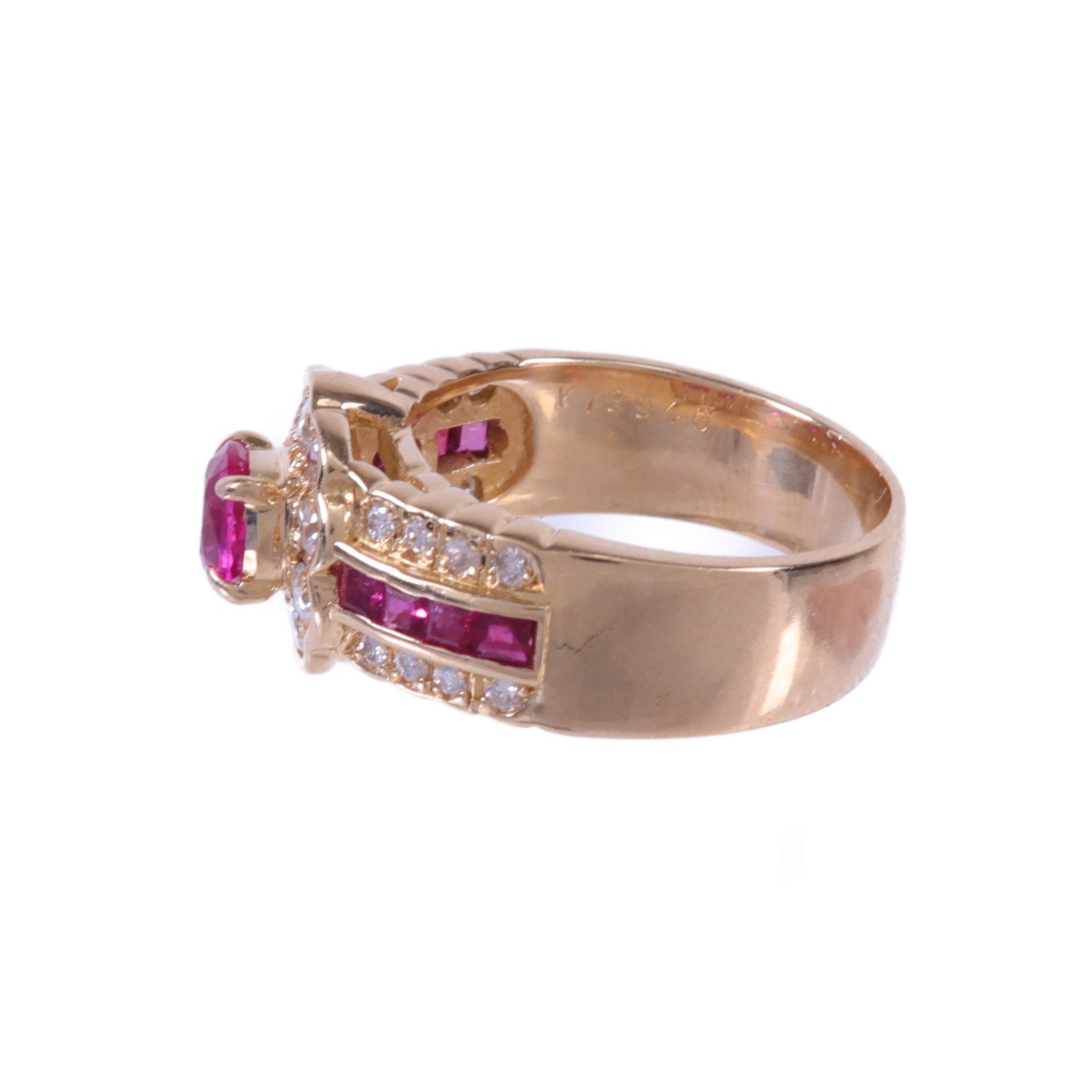 JEWELRY 18K黃金Ruby Diamond Ring紅寶石/鑽石戒指#US6