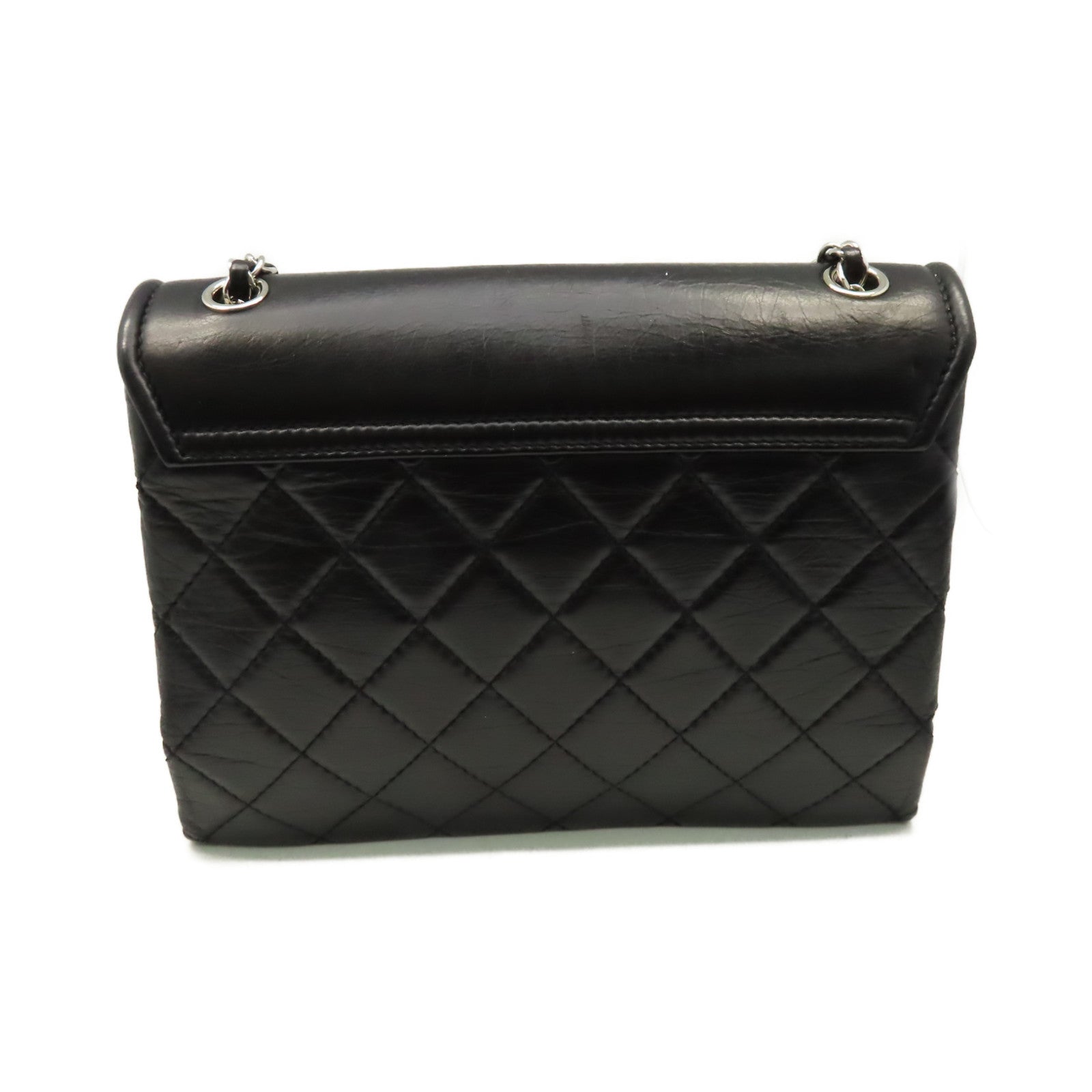 CHANEL 【激減優惠】菱格牛皮皮革Chain Shoulder Bag銀扣鏈帶肩背袋黑色