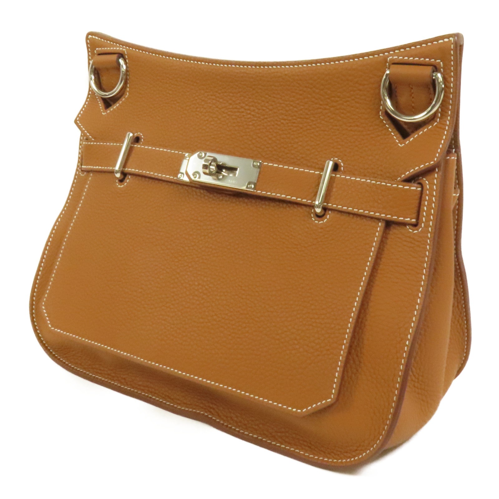 HERMES Clemence皮革Jypsiere 31銀扣肩背袋Gold