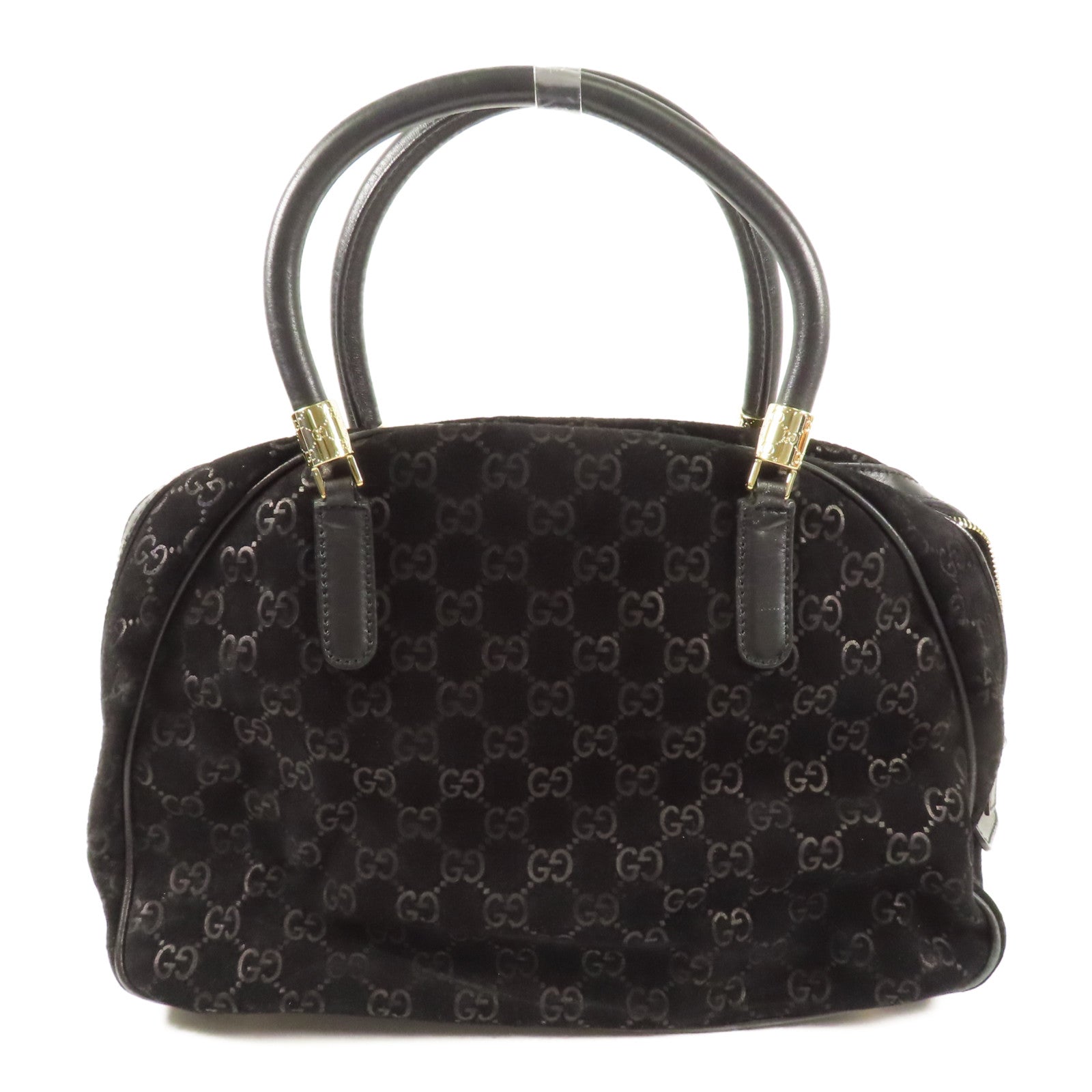 GUCCI GG GHW Hand Bag Suede/Leather 162880 Black