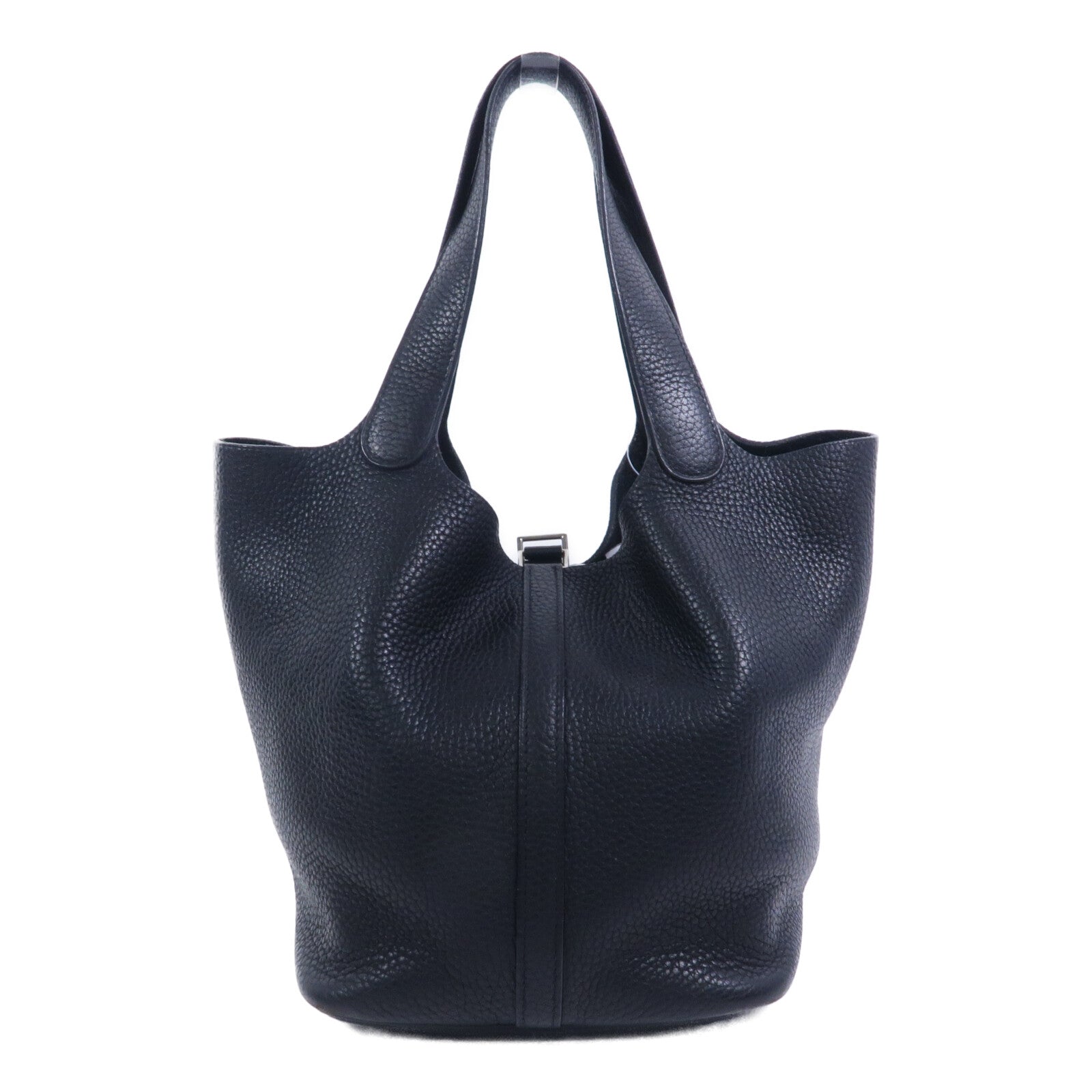 HERMES Clemence皮革Picotin MM手挽袋Noir