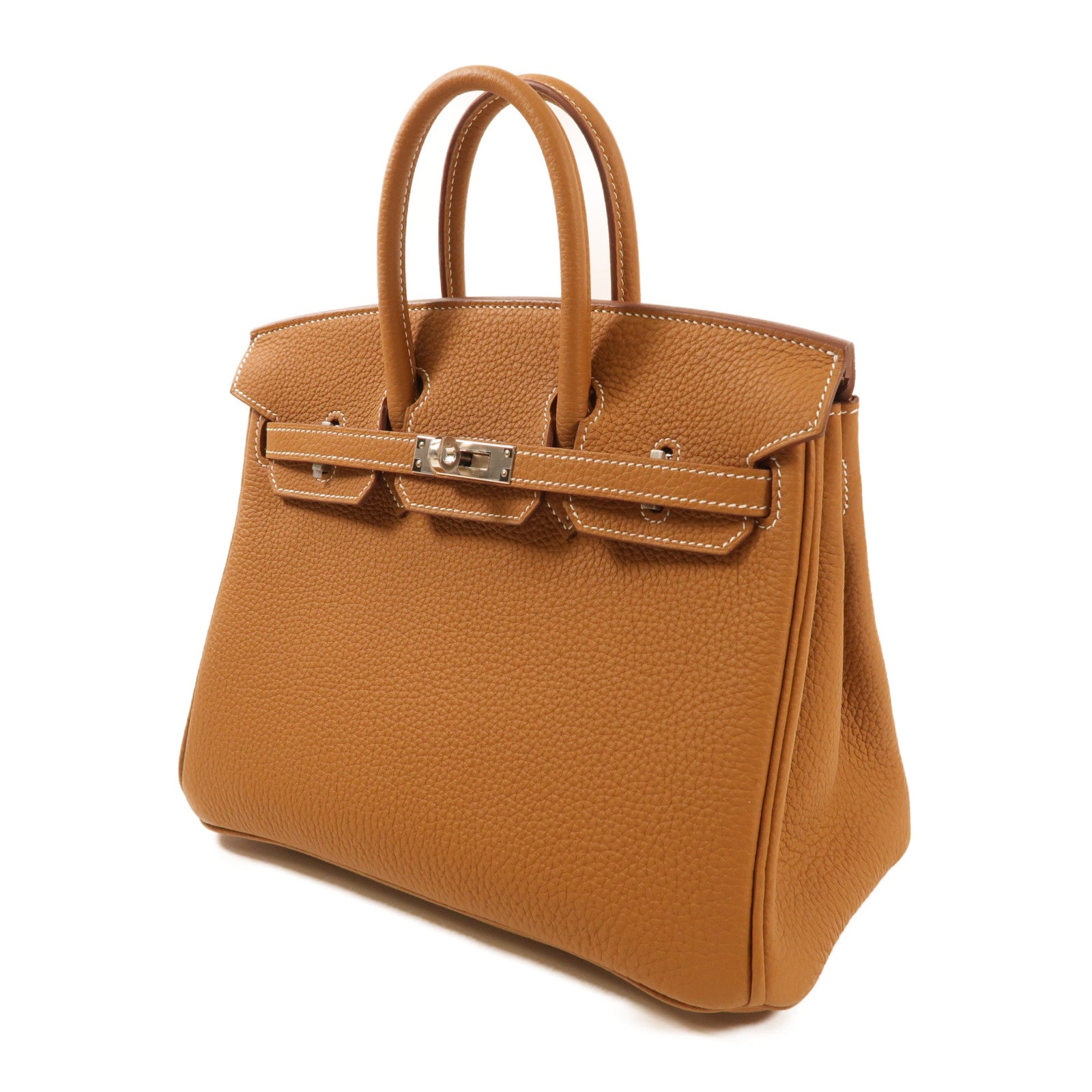 HERMES 【激減優惠】Togo皮革Birkin 25銀扣手挽袋Gold