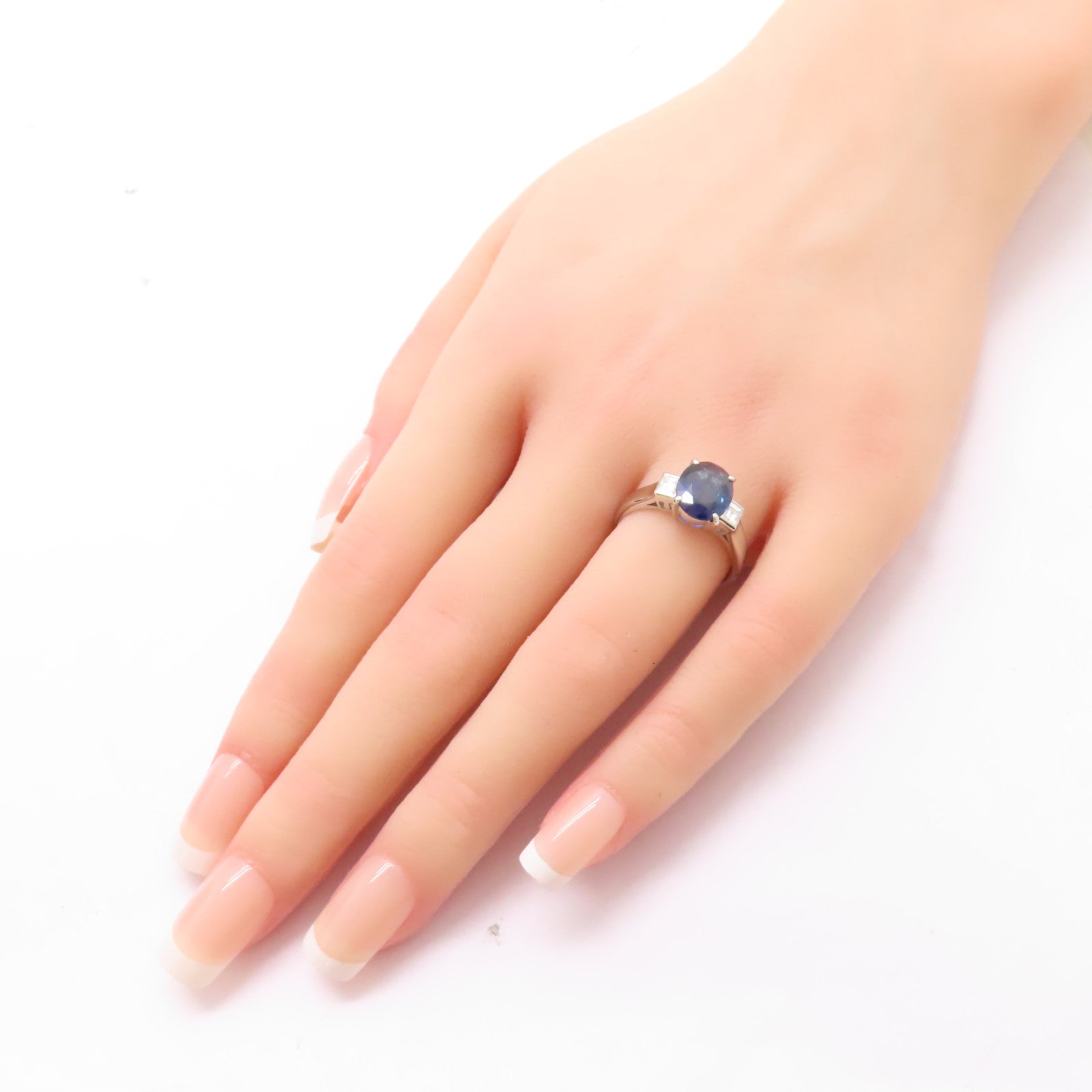 JEWELRY PT900鉑金Sapphire/Diamond Ring 2.68ct藍寶石/0.31ct鑽石戒指US#7