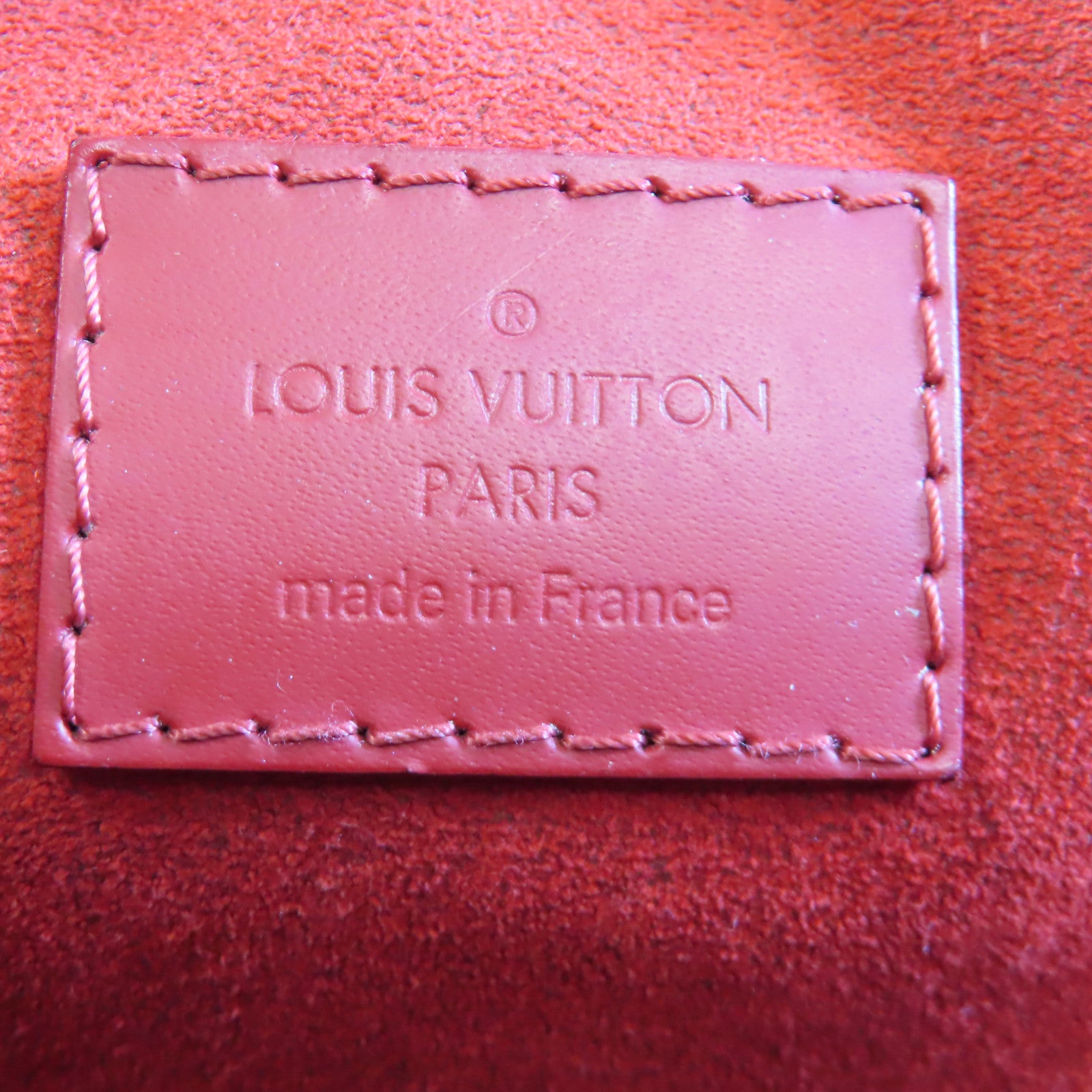 LOUIS VUITTON Damier Caissa Hobo金扣肩背袋棕色/紅色