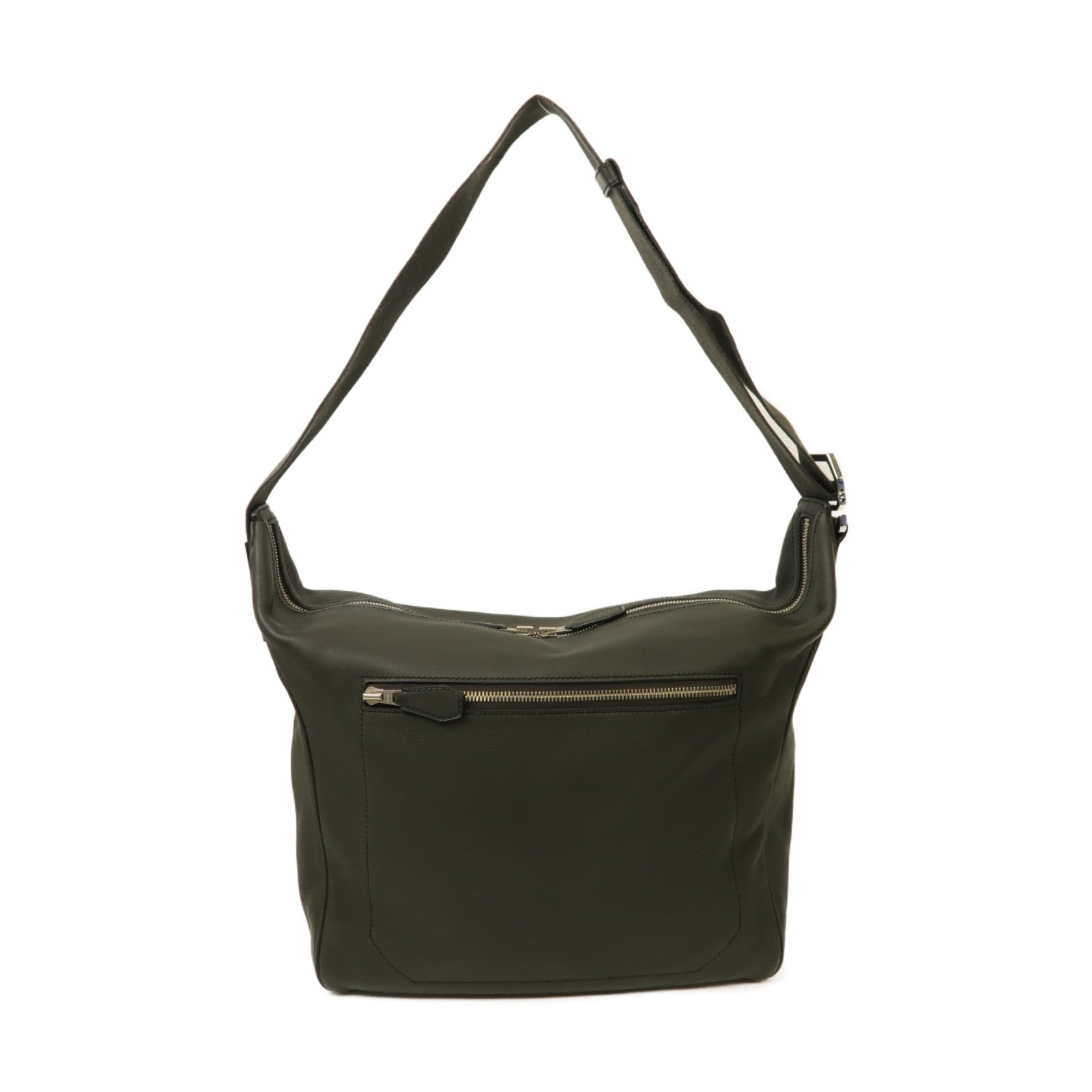 HERMES 【激減優惠】Evercolor皮革Shoulder Bag銀扣肩背袋深綠色