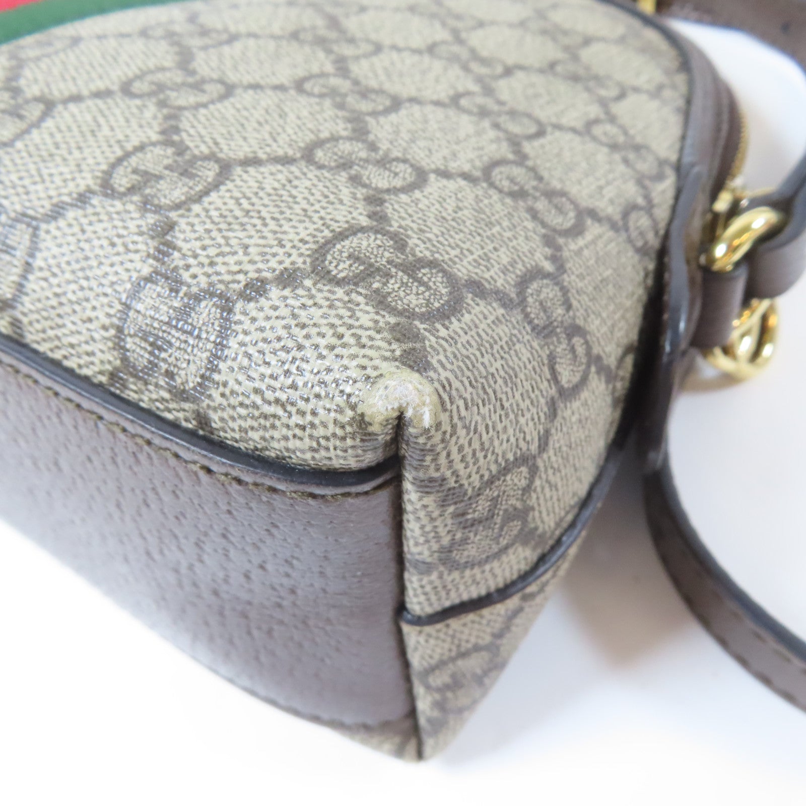 GUCCI 塗層帆布Ophidia GG金扣肩背袋啡色