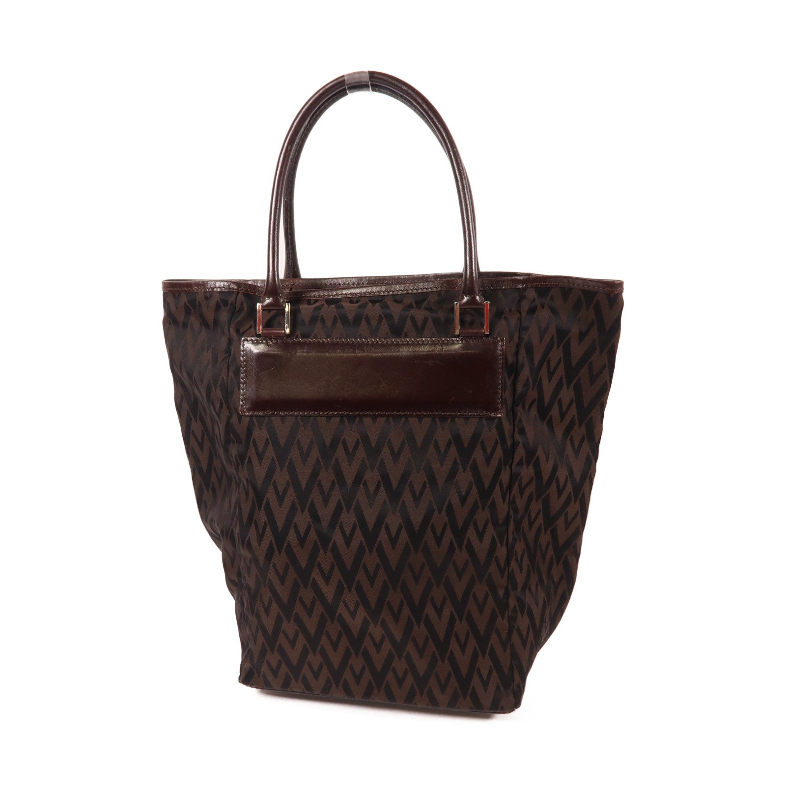 Valentino 帆布/皮革Tote Bag銀扣手挽袋啡色