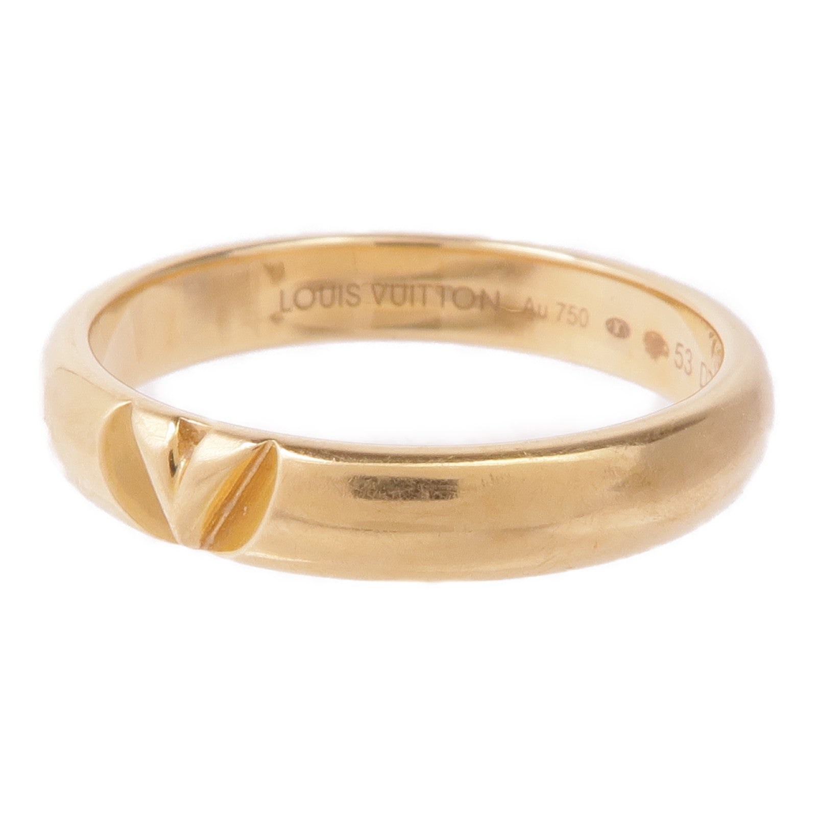 LOUIS VUITTON 18K黃金Volt Multi Wedding Band戒指LV#53/US#6.5