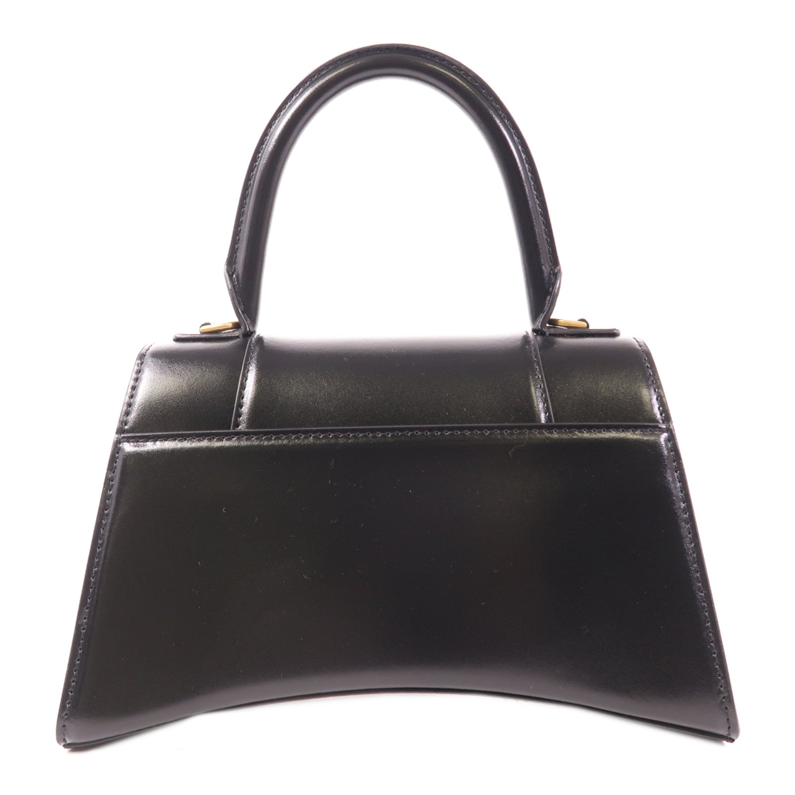 BALENCIAGA GHW Hourglass Small 2 Way Shoulder Bag Handbag Calfskin Leather Black