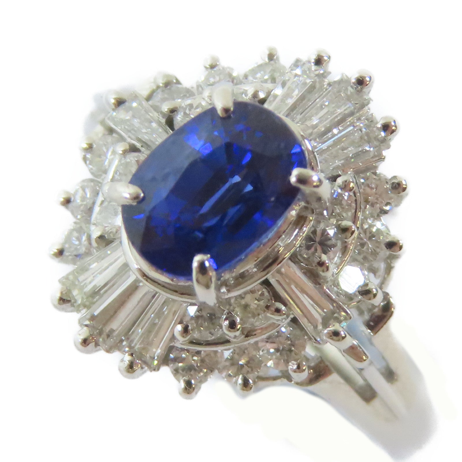 JEWELRY PT900鉑金Sapphire/Diamond Ring 1.14ct藍寶石/0.51ct鑽石戒指US#4