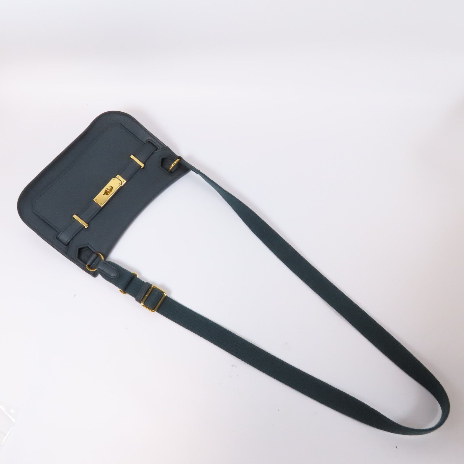 HERMES Evercolor皮革Jypsiere金扣肩背袋綠色