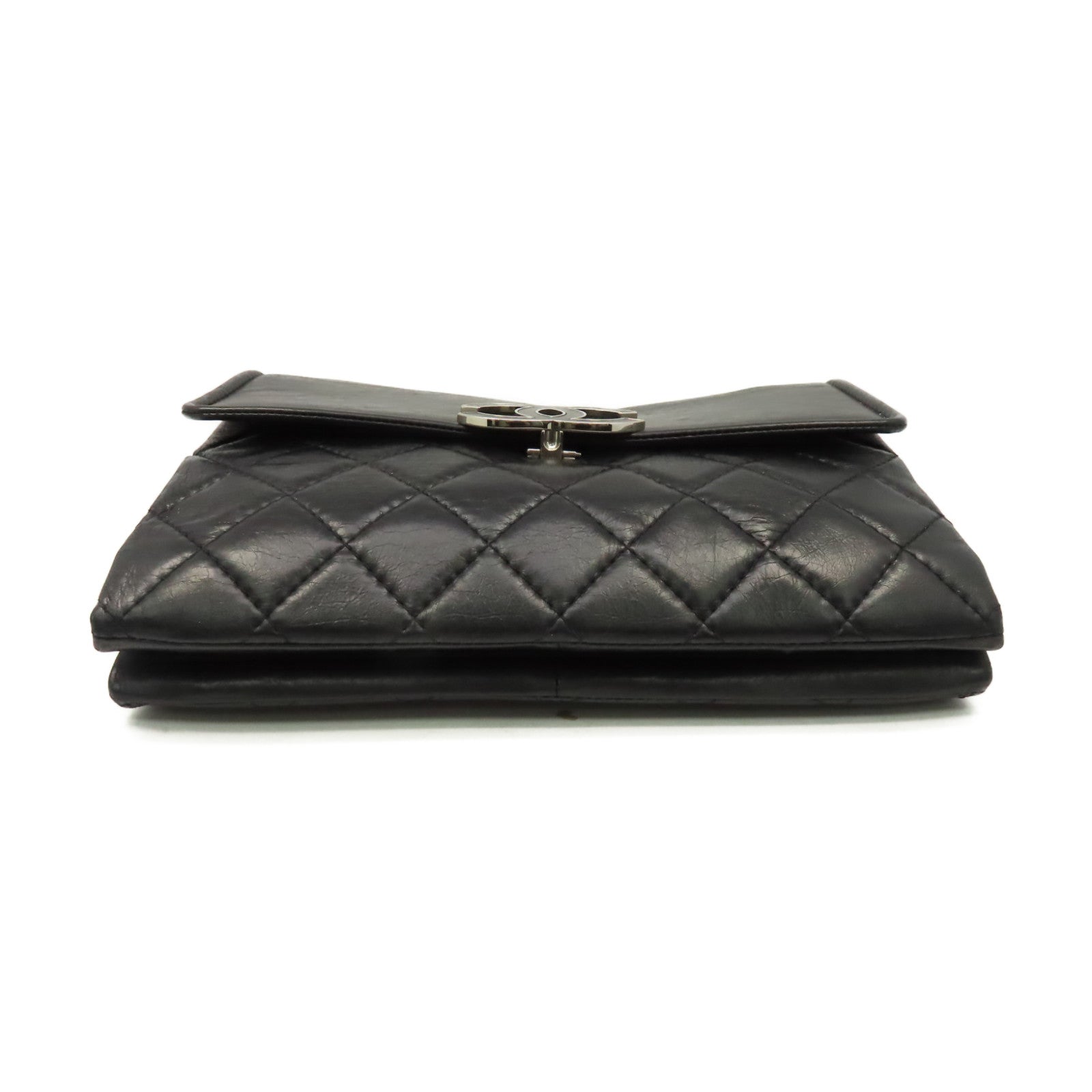 CHANEL 【激減優惠】菱格牛皮皮革Chain Shoulder Bag銀扣鏈帶肩背袋黑色