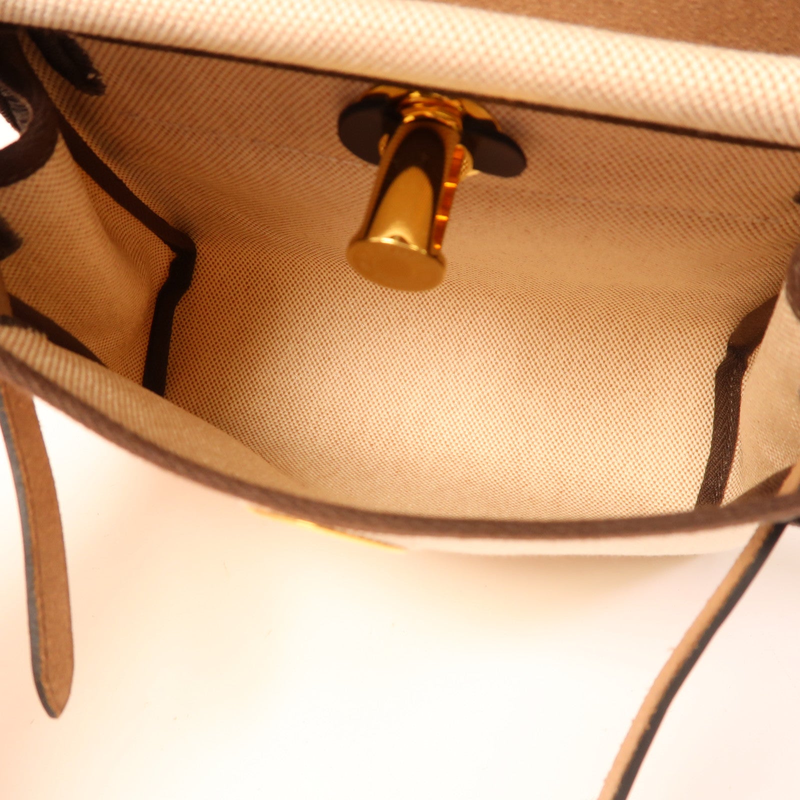 HERMES Swift皮革/帆布Herbag Zip Rt 20金扣肩背袋Chocolate