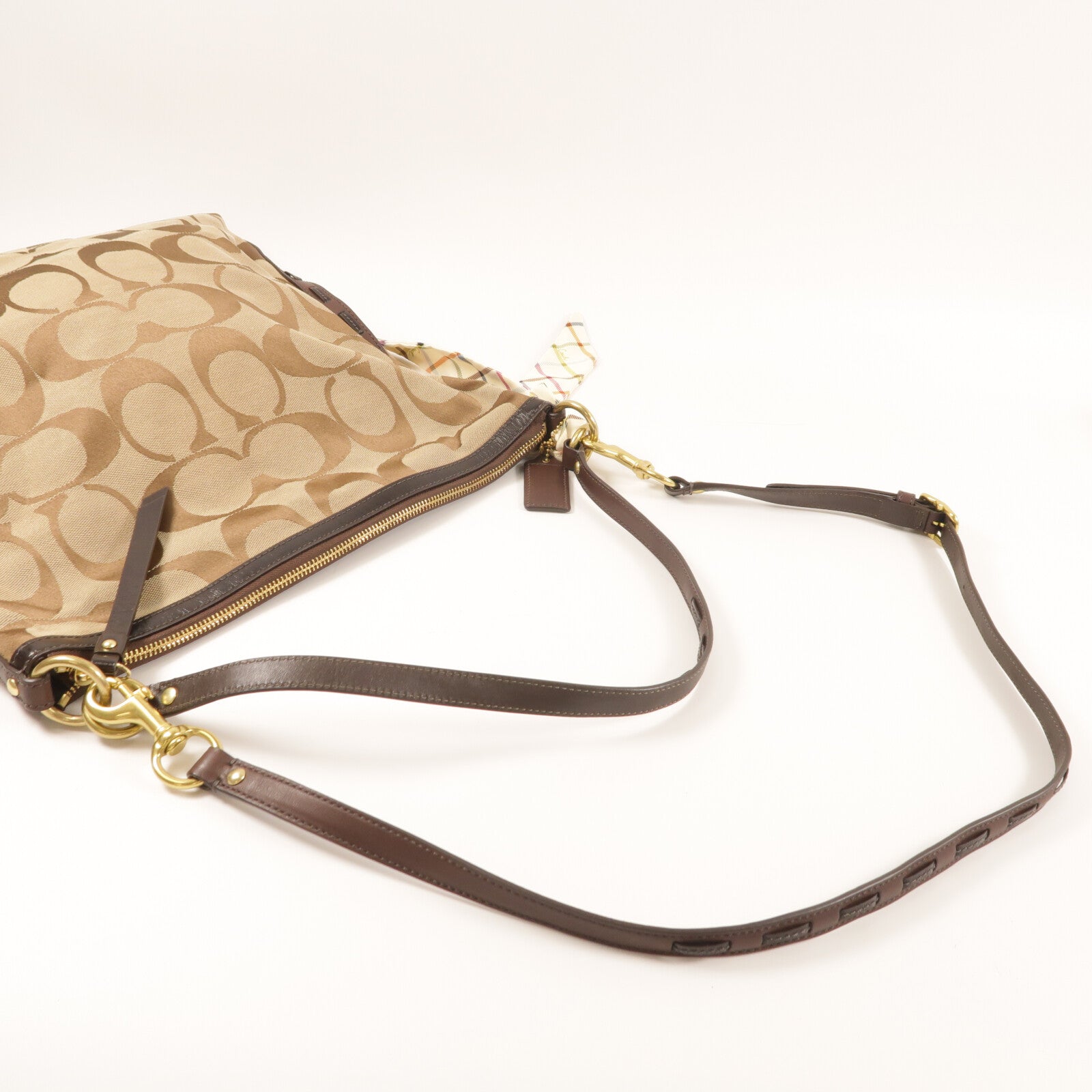 COACH 帆布2 Way Shoulder金扣手挽肩背兩用袋