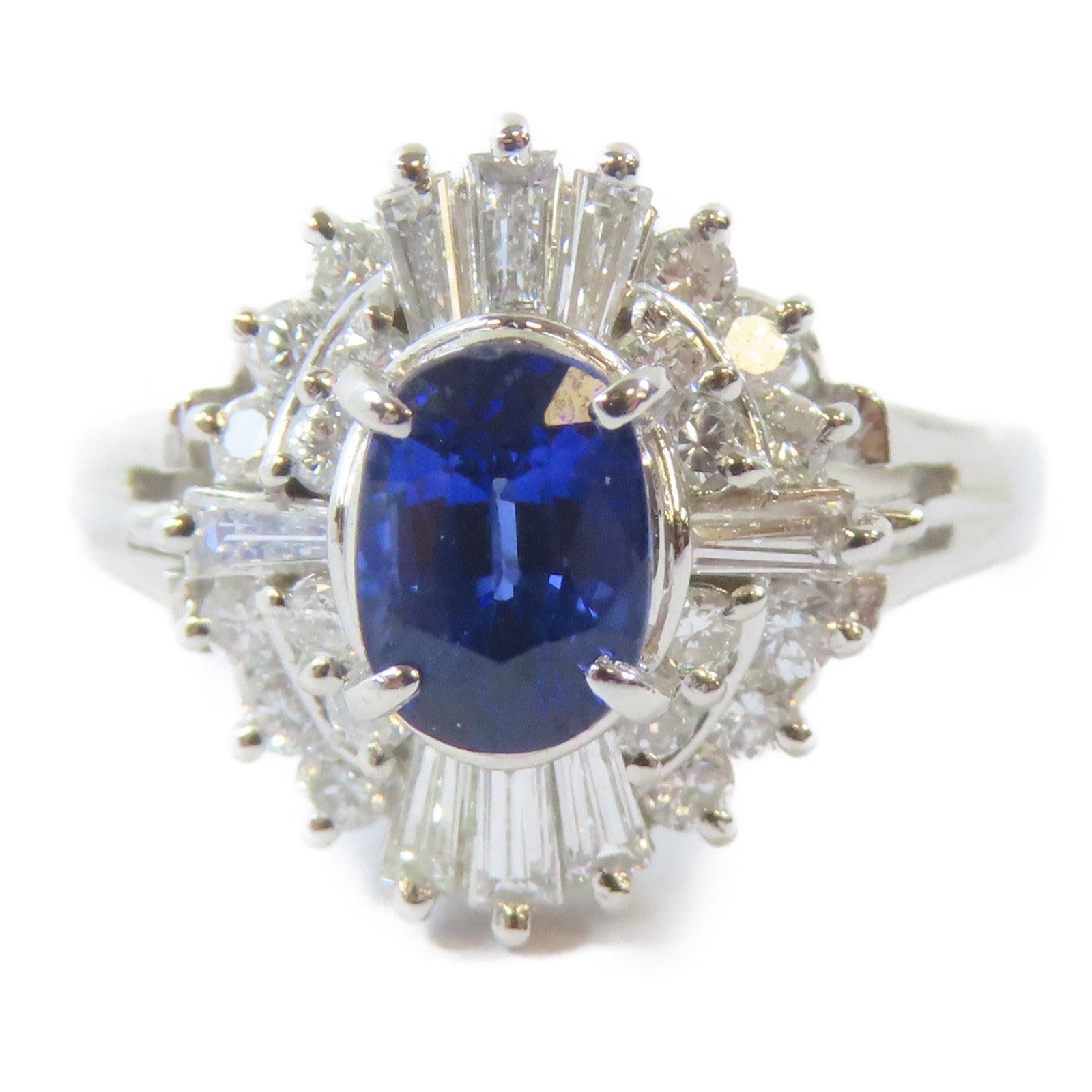 JEWELRY PT900鉑金Sapphire/Diamond Ring 1.14ct藍寶石/0.51ct鑽石戒指US#4