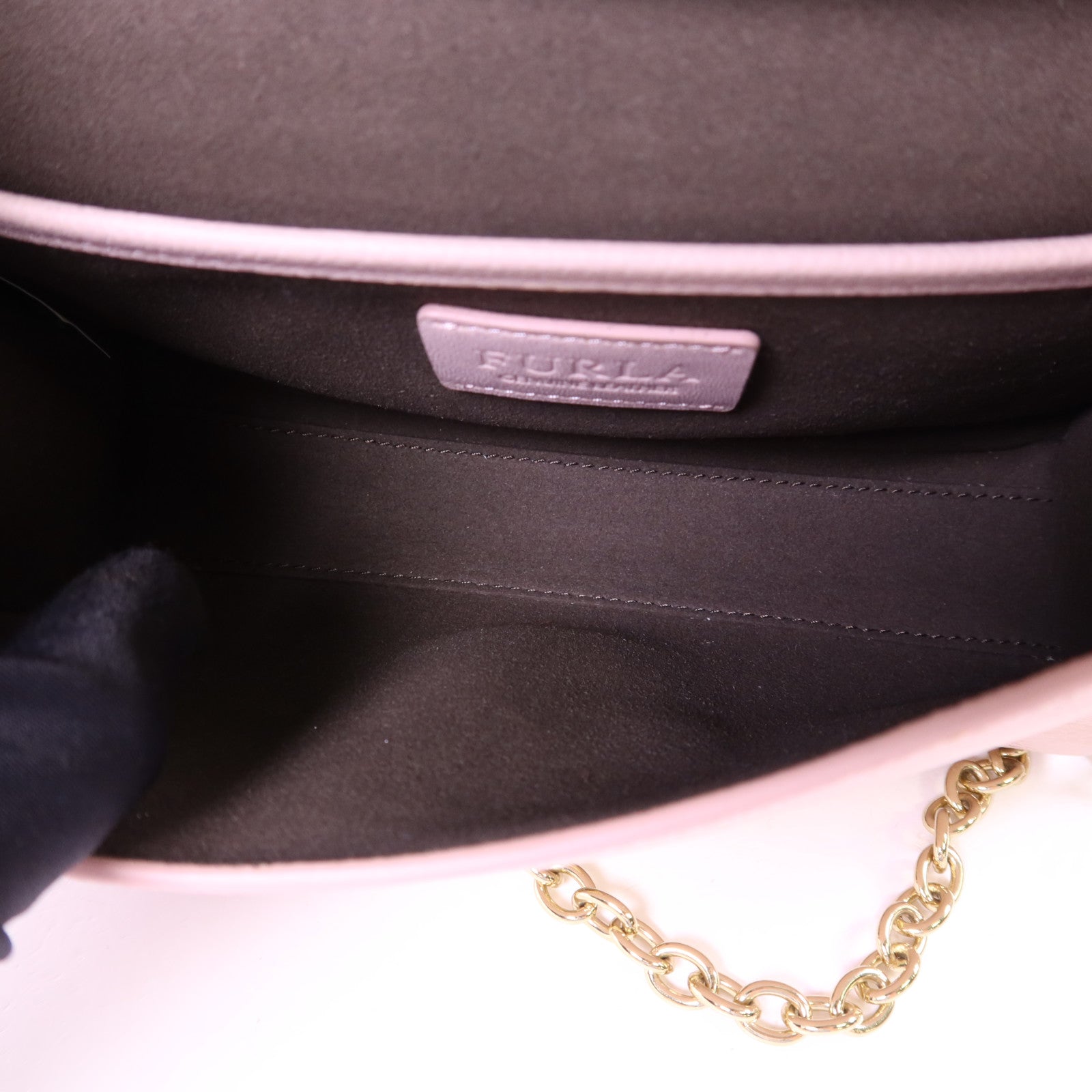 Furla 牛皮皮革Chain Shoulder Bag金扣鏈帶肩背袋