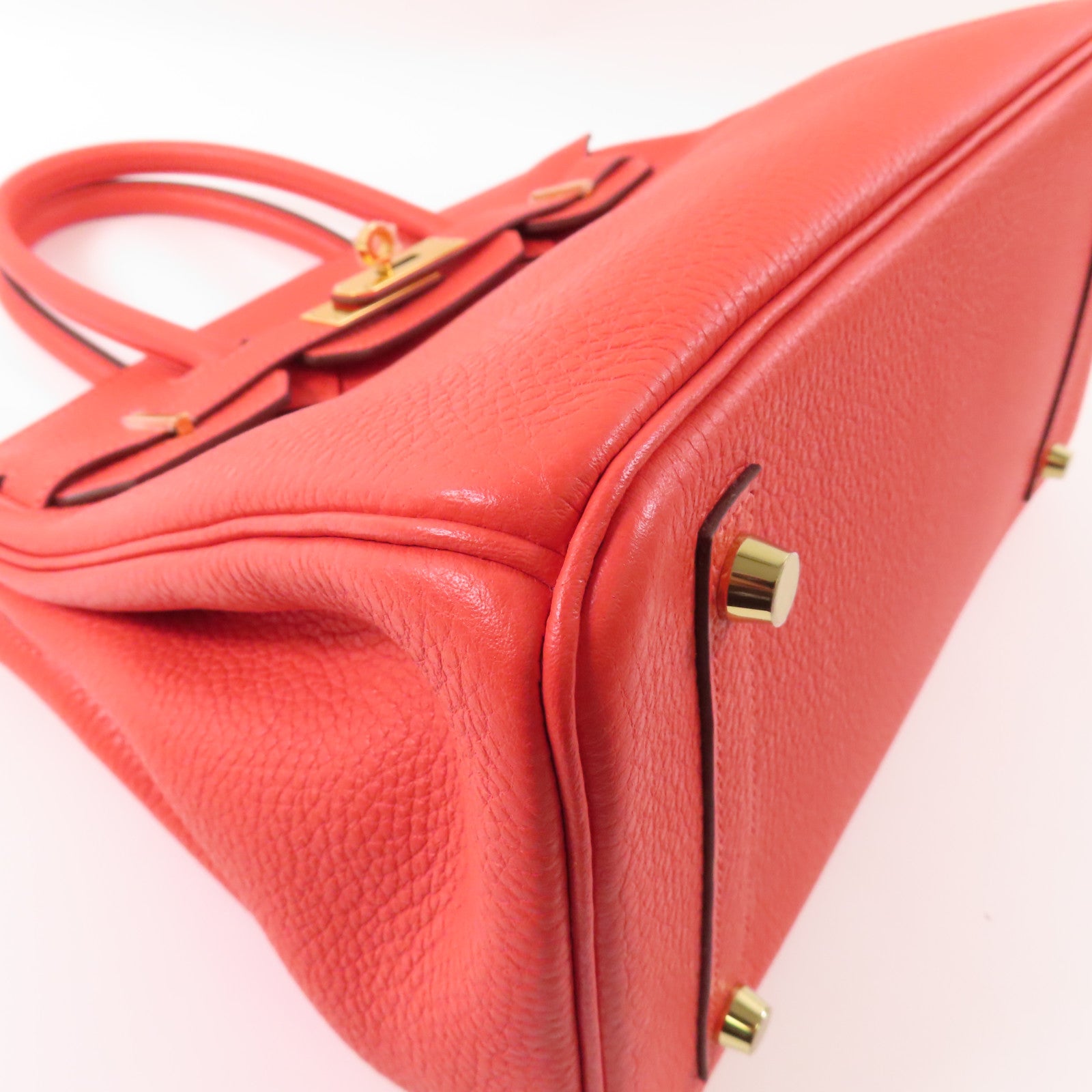 HERMES Clemence皮革Birkin 30金扣手挽袋Rouge Pivoine
