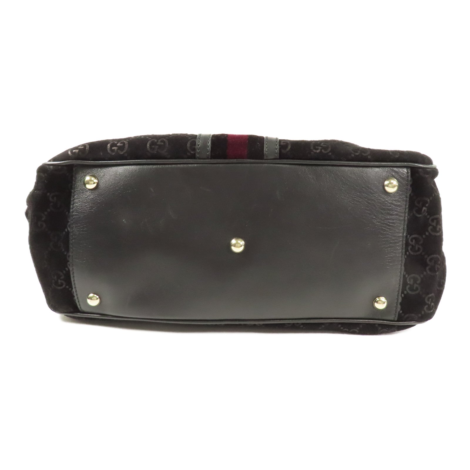 GUCCI GG GHW Hand Bag Suede/Leather 162880 Black
