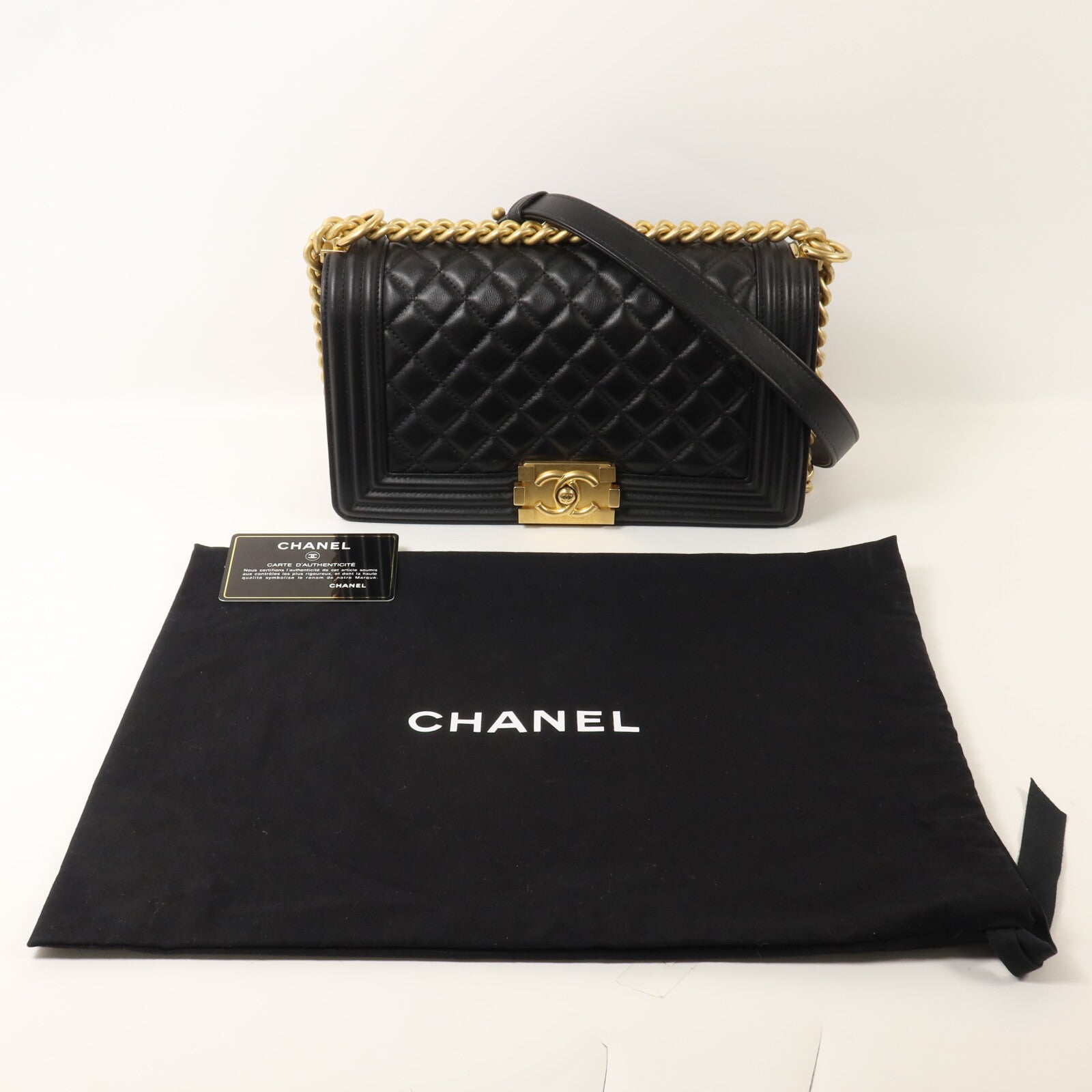 CHANEL 羊皮皮革Boy 25鏈帶肩背袋