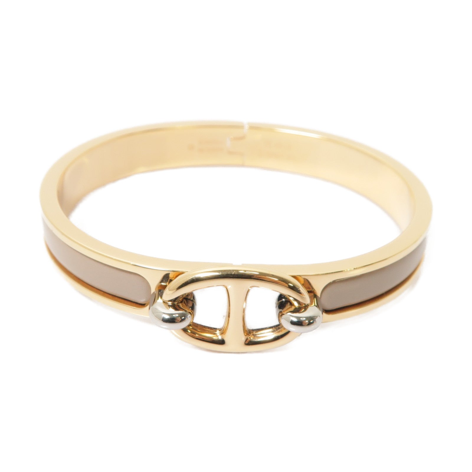 HERMES 金屬Mini Clic Chaine d'Ancre Bracelet手鐲金色/米色