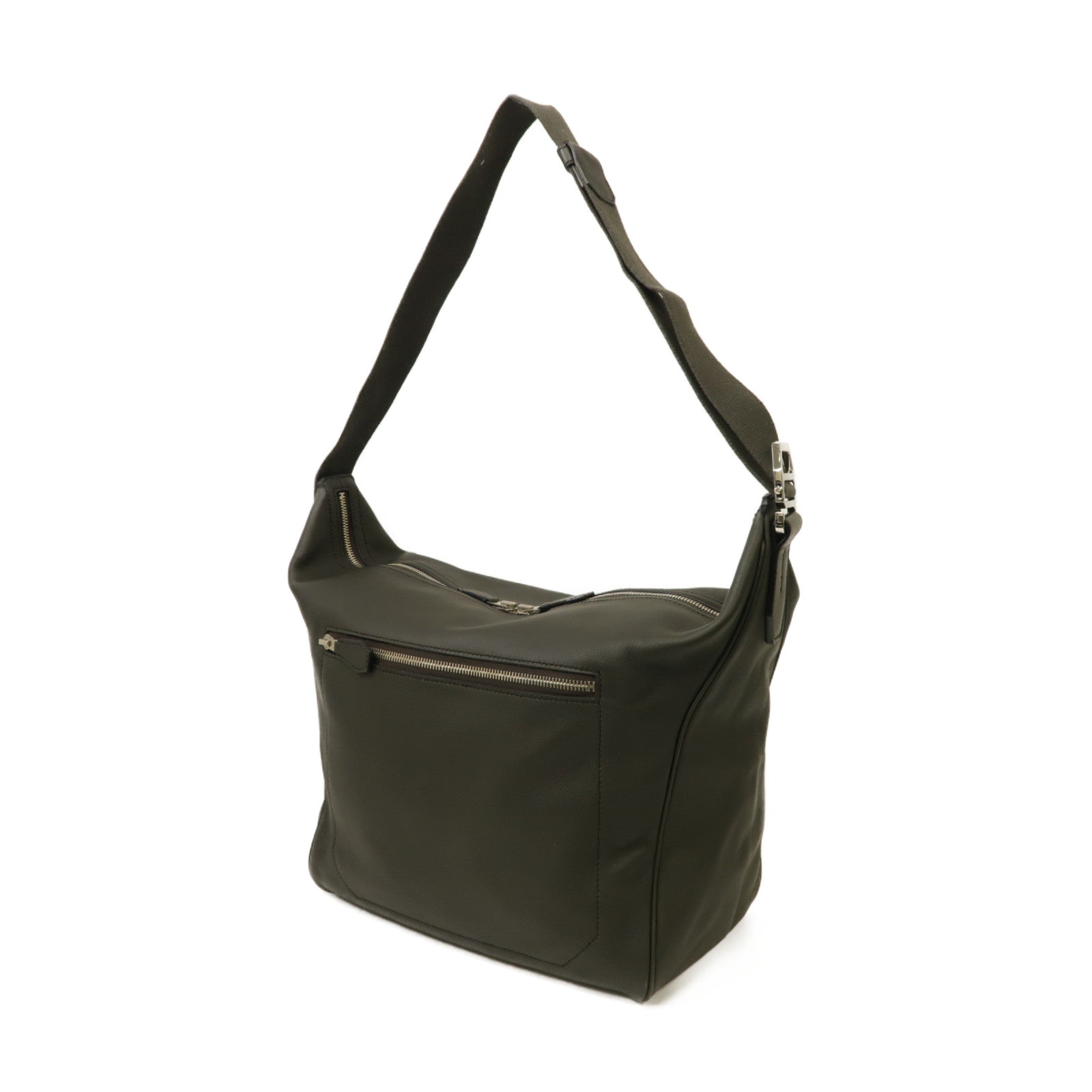HERMES 【激減優惠】Evercolor皮革Shoulder Bag銀扣肩背袋深綠色