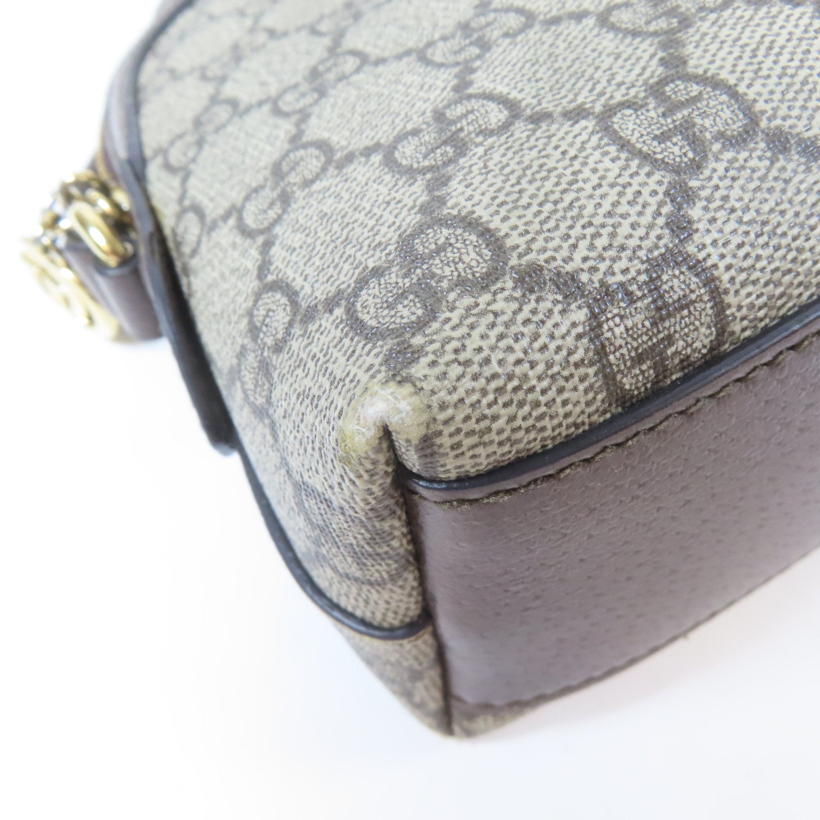 GUCCI 塗層帆布Ophidia GG金扣肩背袋啡色
