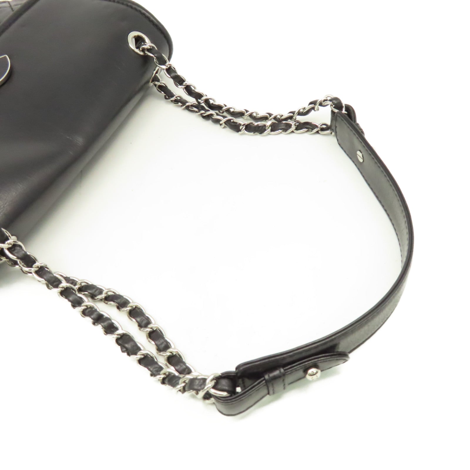 CHANEL 【激減優惠】菱格牛皮皮革Chain Shoulder Bag銀扣鏈帶肩背袋黑色