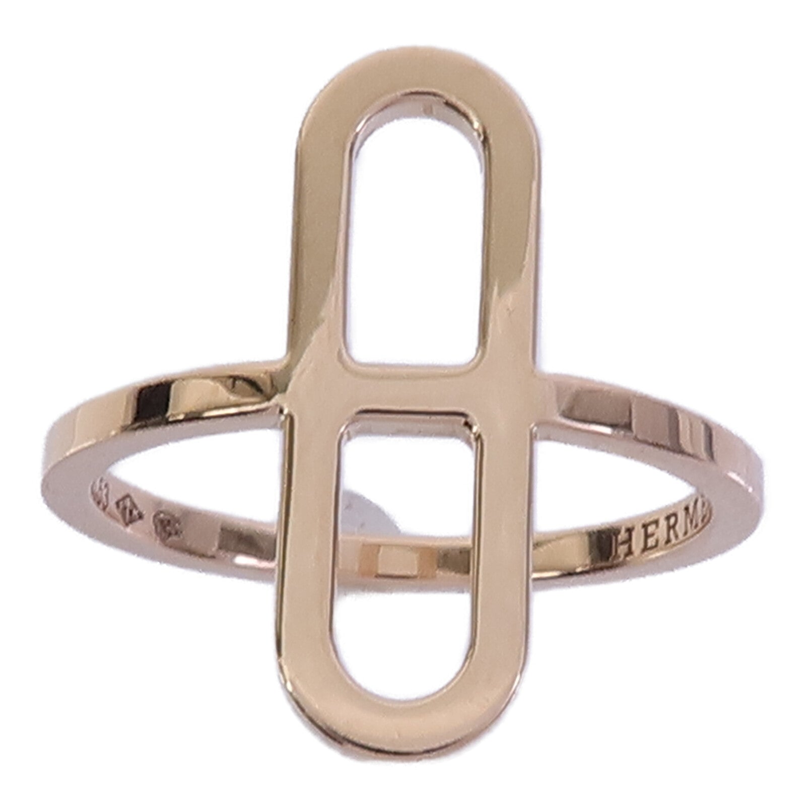 HERMES 18K玫瑰金Chaine D'ancre戒指