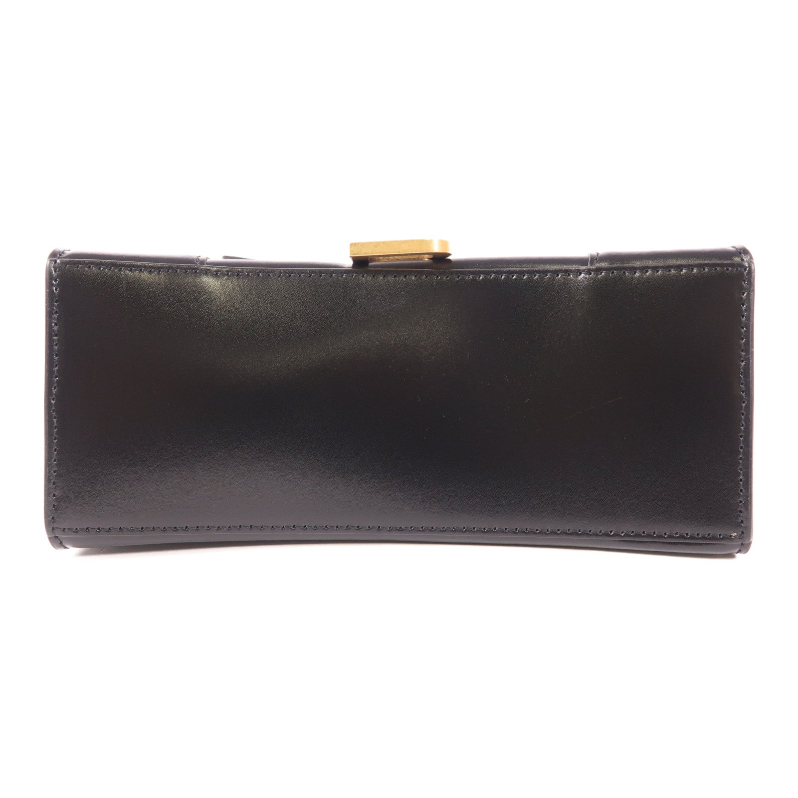 BALENCIAGA GHW Hourglass Small 2 Way Shoulder Bag Handbag Calfskin Leather Black