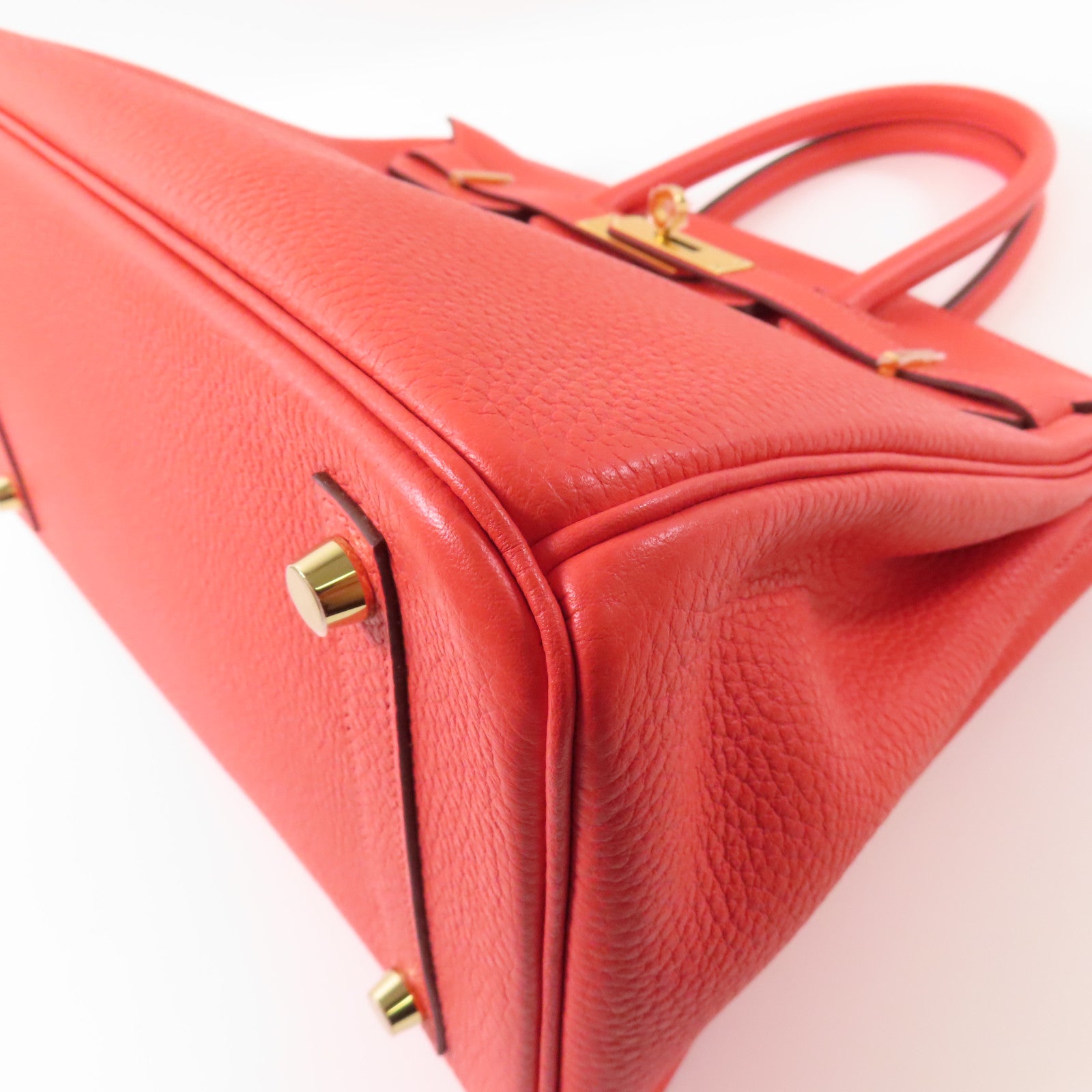 HERMES Clemence皮革Birkin 30金扣手挽袋Rouge Pivoine