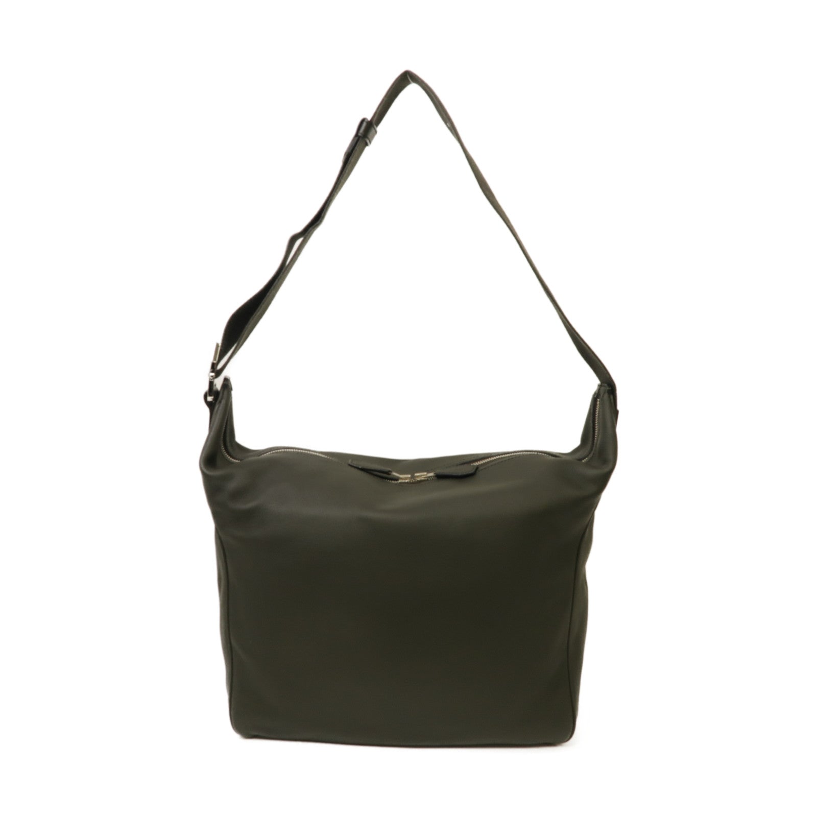 HERMES 【激減優惠】Evercolor皮革Shoulder Bag銀扣肩背袋深綠色