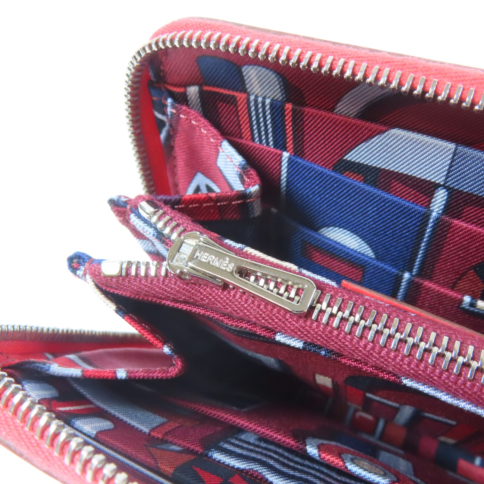 HERMES 【激減優惠】Epsom皮革Silk'In Compact Wallet銀扣錢包罌粟花橘色