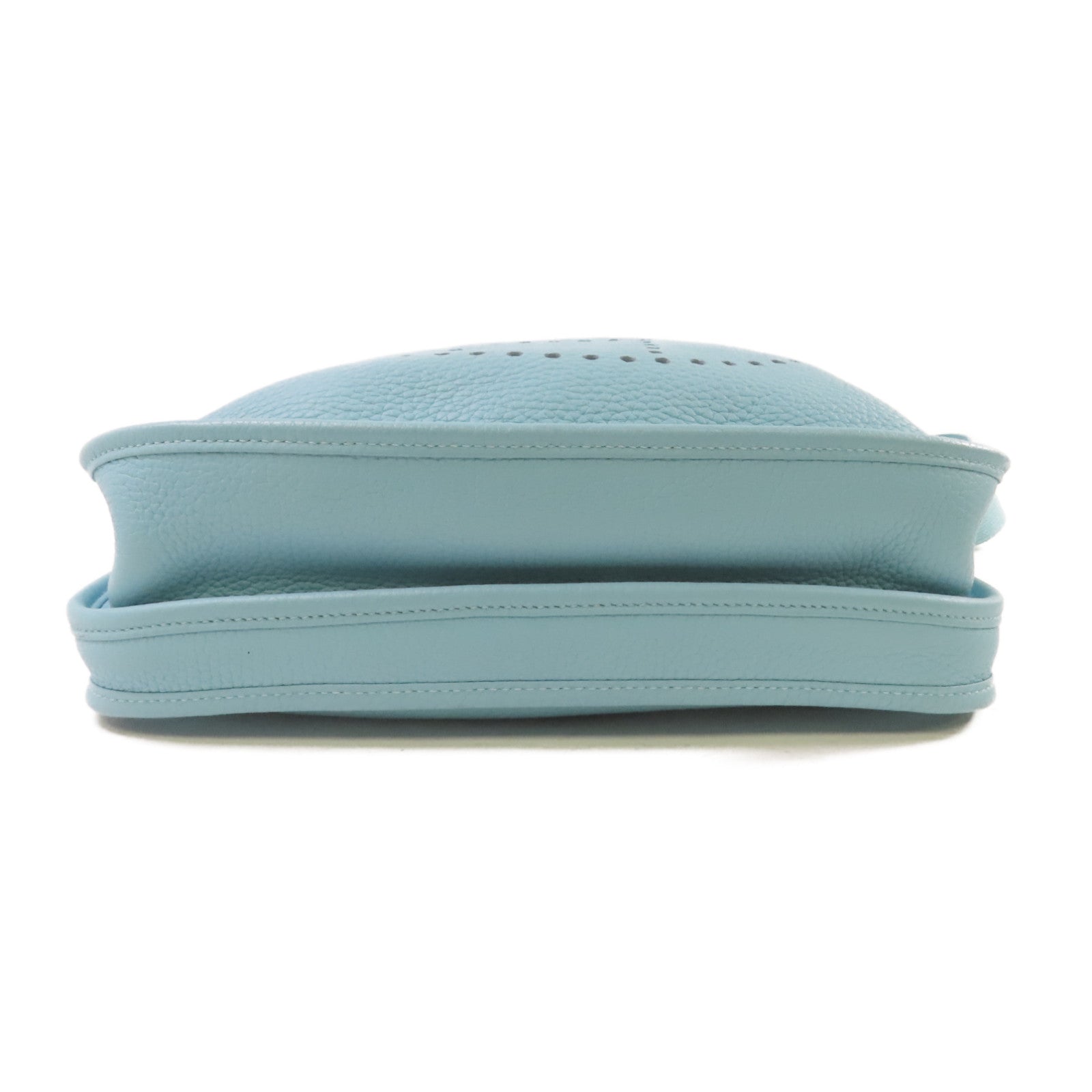 HERMES Clemence皮革Evelyne GM Shoulder Bag銀扣肩背袋Bleu Atoll/潟湖藍色