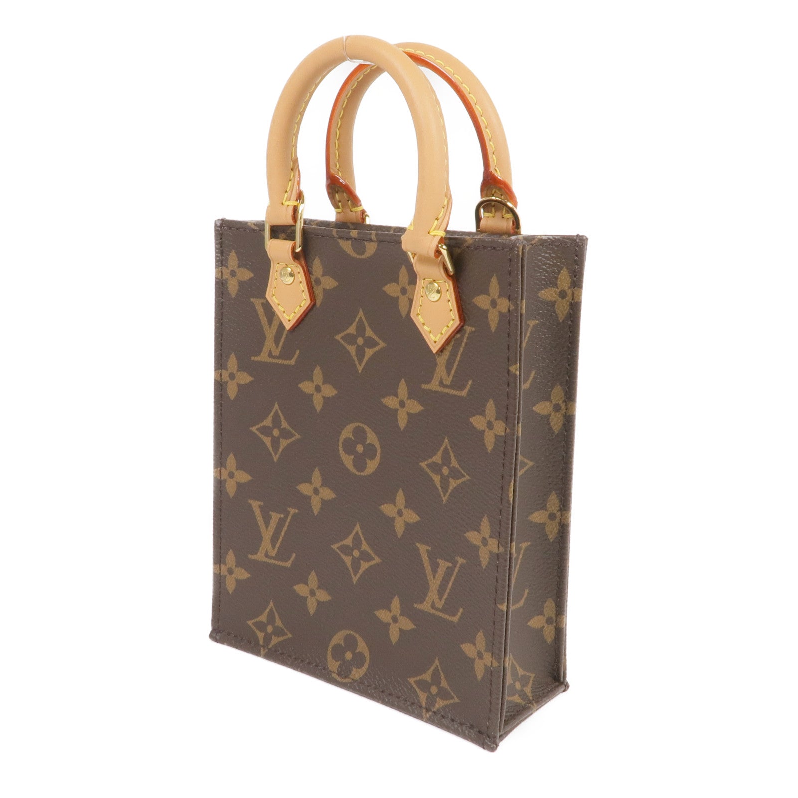 LOUIS VUITTON Monogram Petit Sac Plat金扣手挽肩背兩用袋Monogram Petit Sac Plat金扣手挽肩背兩用袋