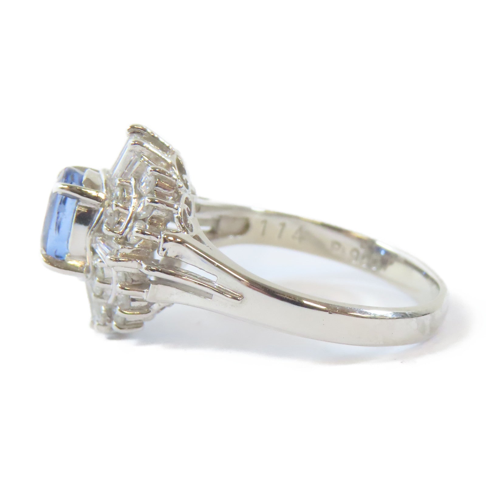 JEWELRY PT900鉑金Sapphire/Diamond Ring 1.14ct藍寶石/0.51ct鑽石戒指US#4