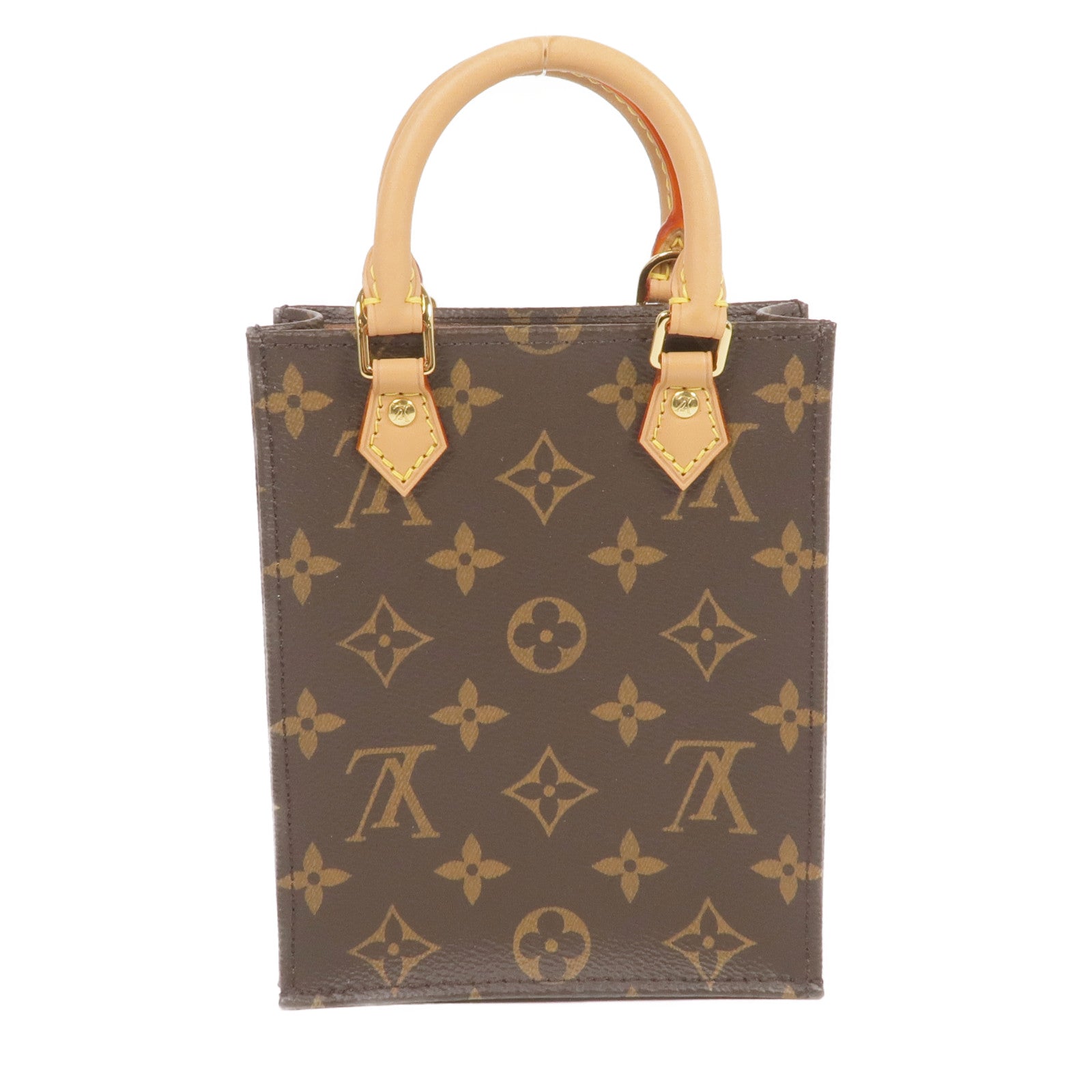 LOUIS VUITTON Monogram Petit Sac Plat金扣手挽肩背兩用袋Monogram Petit Sac Plat金扣手挽肩背兩用袋